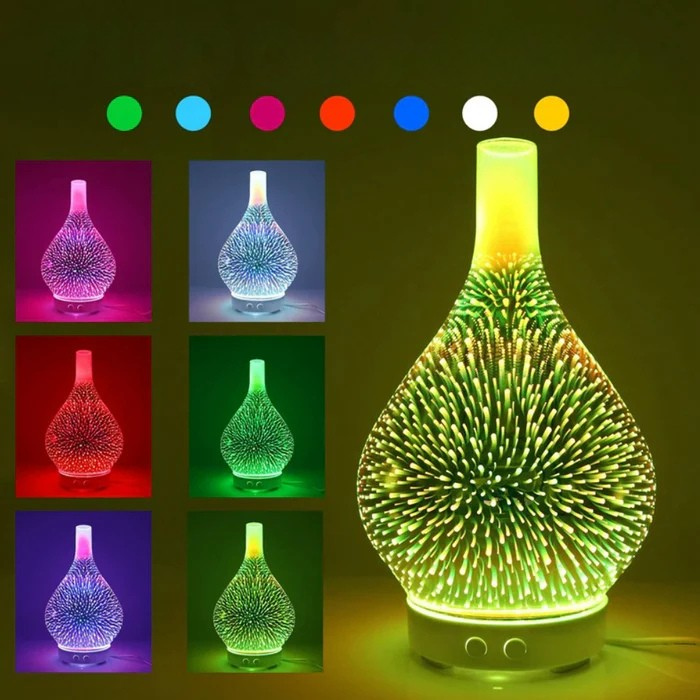 Aromadiffusor mit 3D-Glasdesign – LED-Farbwechsel & Duftölfunktion