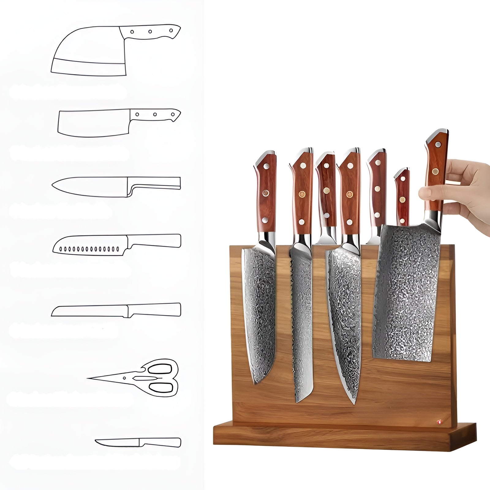 Doppelseitiger Magnetischer Holzblock – Multifunktionaler Halter | Praktische Aufbewahrung Für Küche Und Restaurant