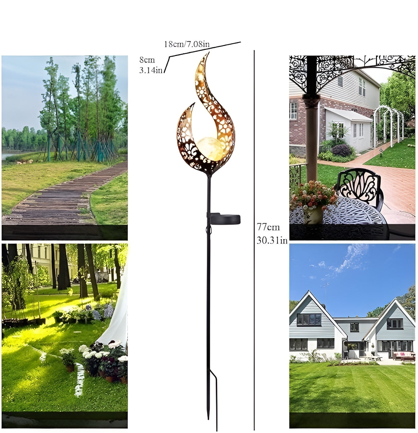 Solar-Gartenlampe aus Metall – Warmes LED-Licht | Dekorativ für Terrasse & Garten