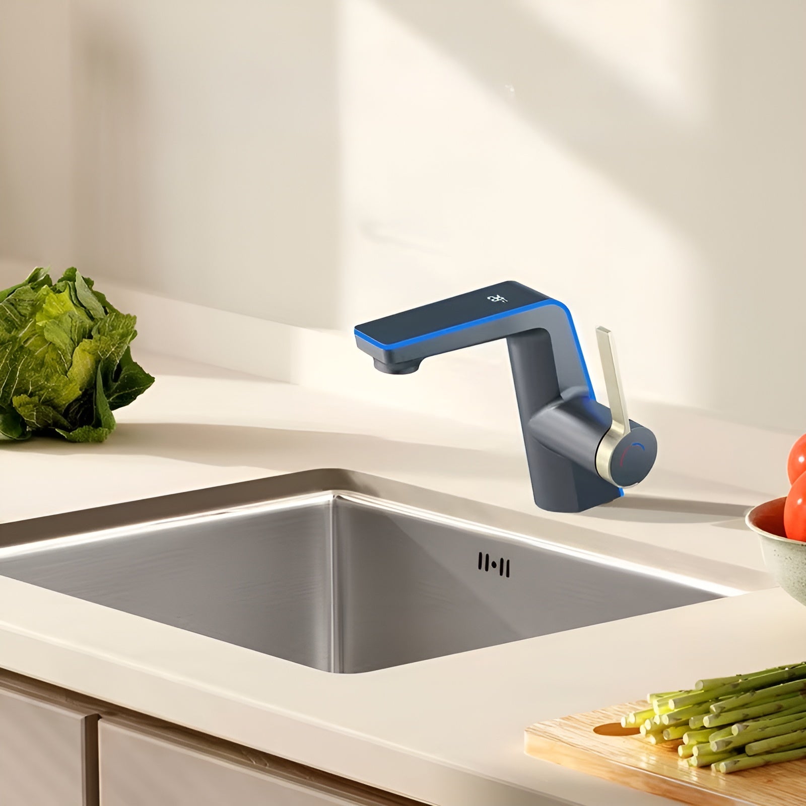 Waschbeckenarmatur mit Ausziehbrause – Hochwertige Mischbatterie für Warm- und Kaltwasser | Einlochmontage für Bad und Küche in Schwarz oder Silber