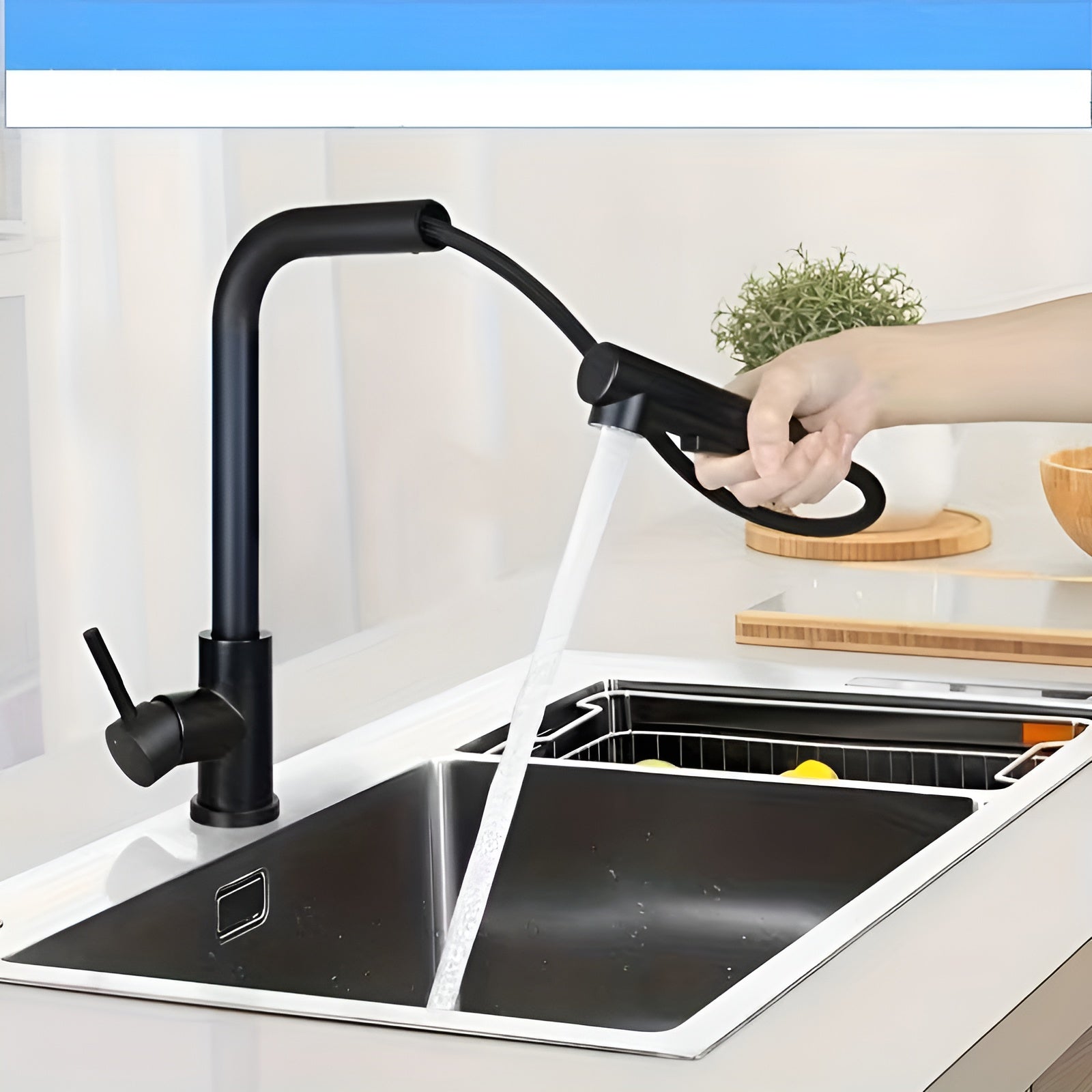 Edelstahl Küchenarmatur mit Touch-Funktion – Ausziehbare Brause & 360° Drehbar | Wassersparend, Einlochmontage