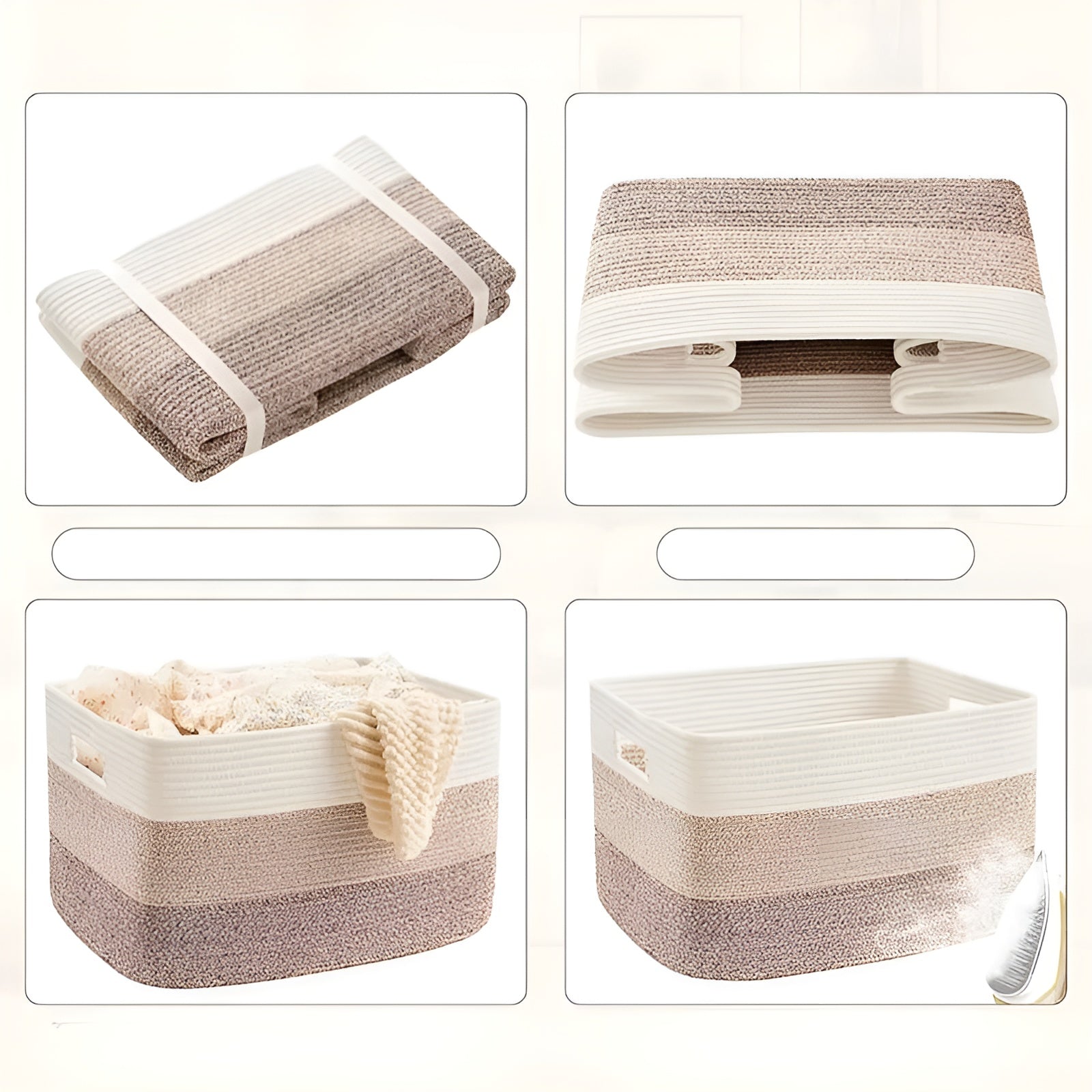 Großer Aufbewahrungskorb aus Geflochtener Baumwolle – 70 L Fassungsvermögen, Stabil & Stilvoll | Perfekt für Wäsche, Spielzeug & Wohnzimmer