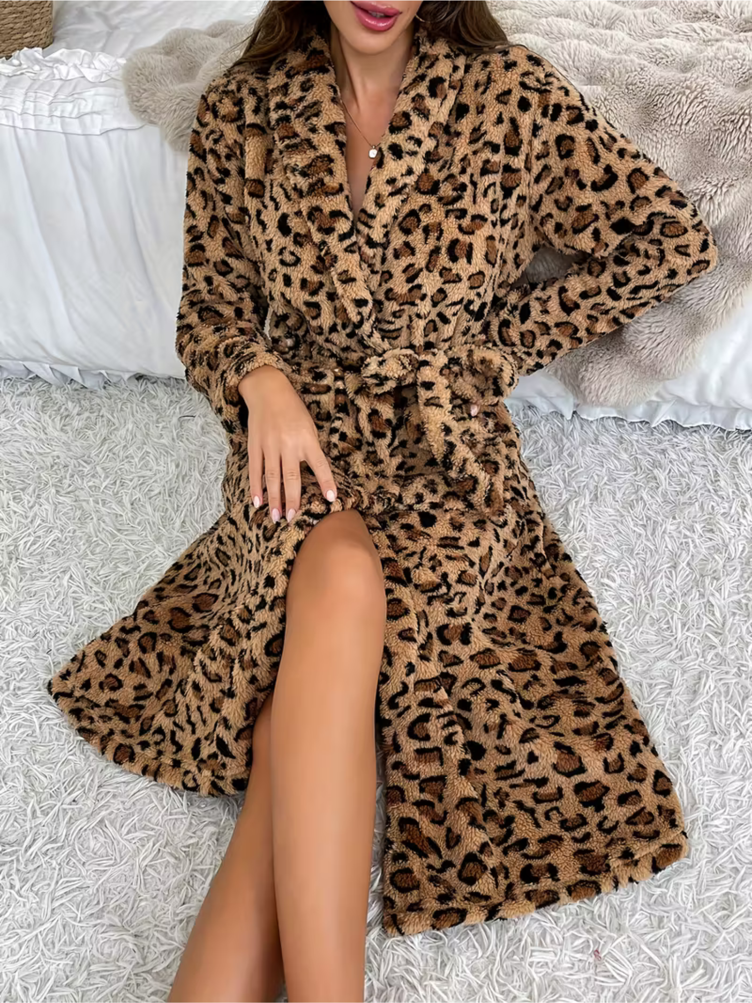 Damen-Fleececardigan mit Leopardenmuster – Warm & Gemütlich | Weiches Flanell für Zuhaus