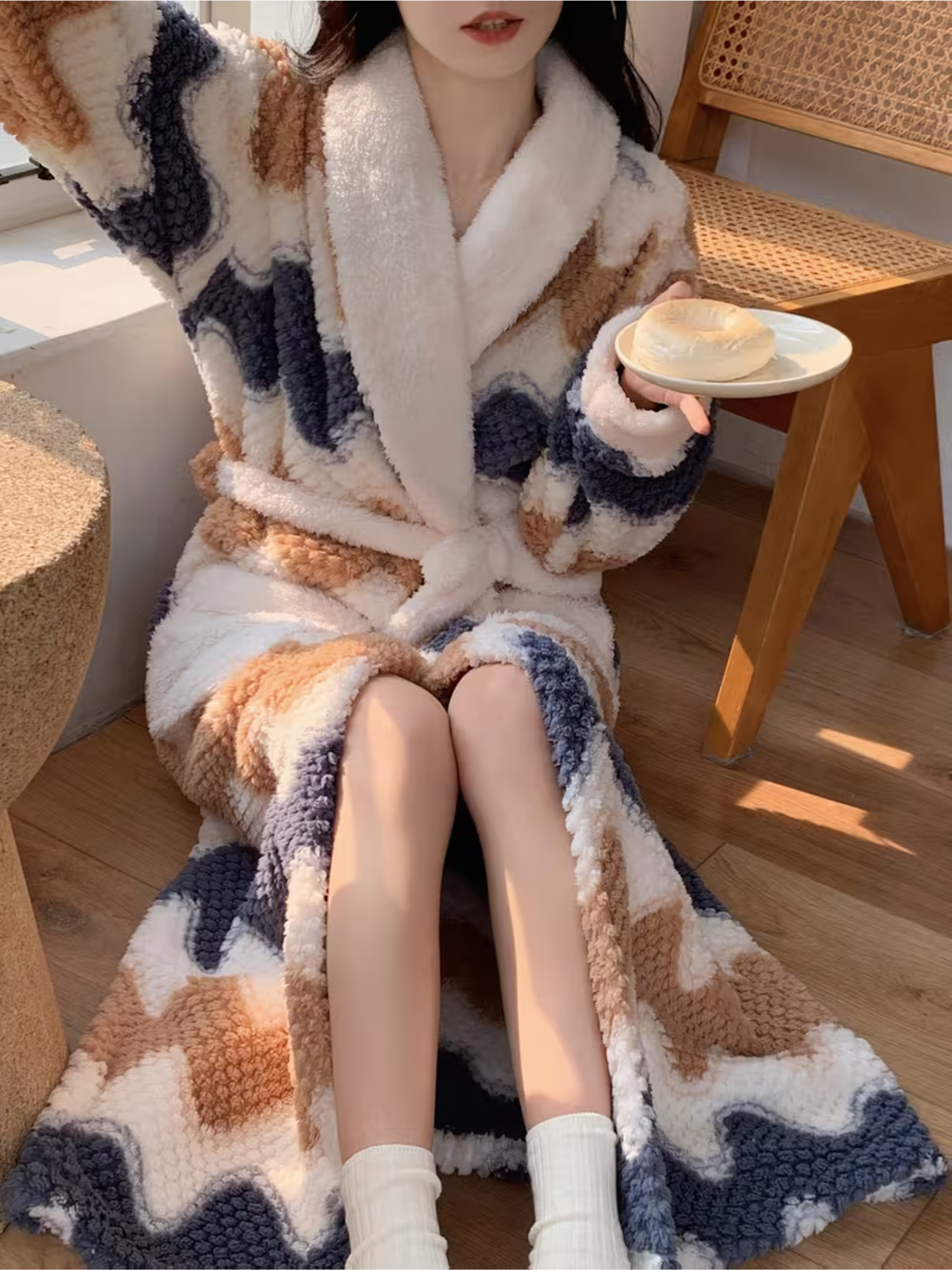 Damen Winterbademantel aus Plüsch – Dick, Warm & Gemütlich | Mit Gürtel, Maschinenwaschbar