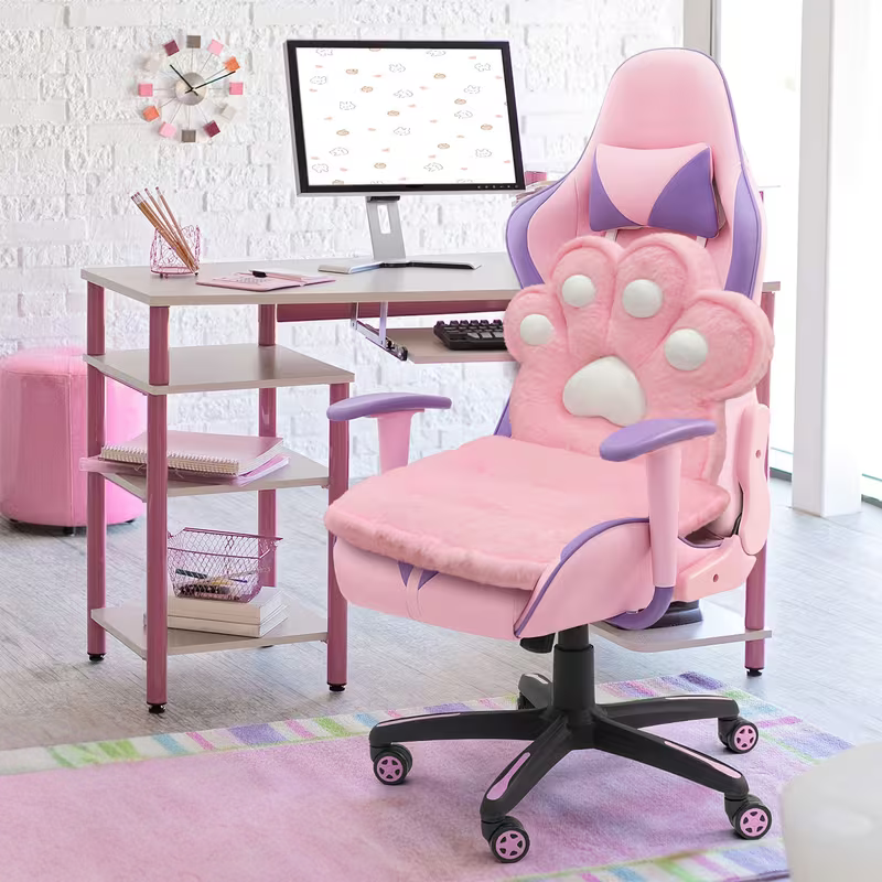 L-förmiges Katzenpfotenkissen – kuschelig und weich | Flauschiges Sitzkissen für Gaming-Stühle und Sofas - Kissen