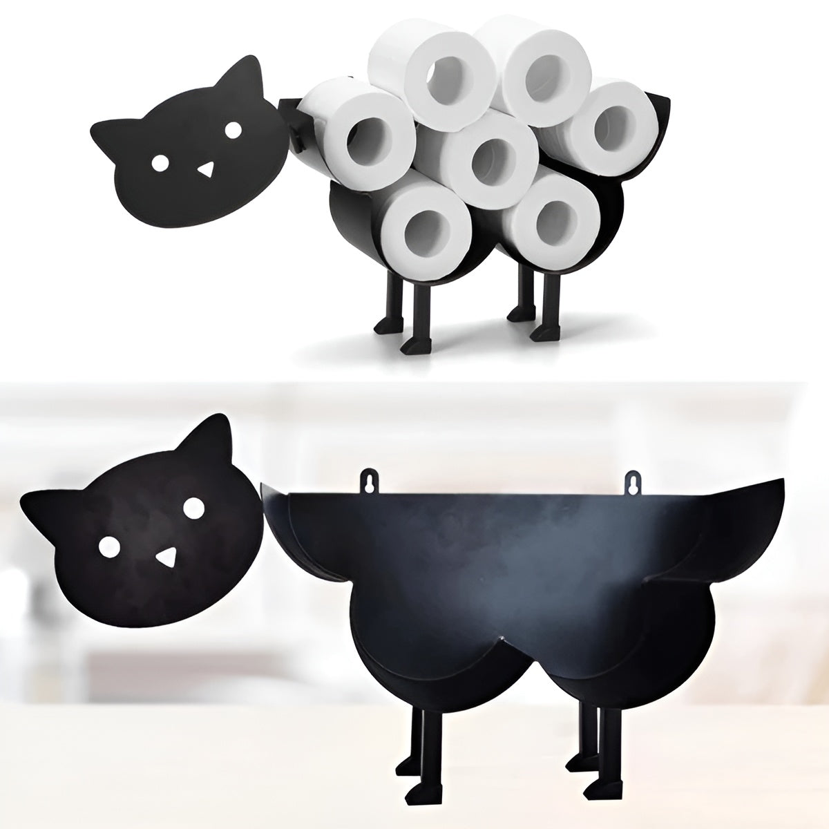 Toilettenpapierhalter im Tierdesign – Dekorativ und Praktisch | Extra Stauraum für Ihr Badezimmer - Katze - Wohnzubehör