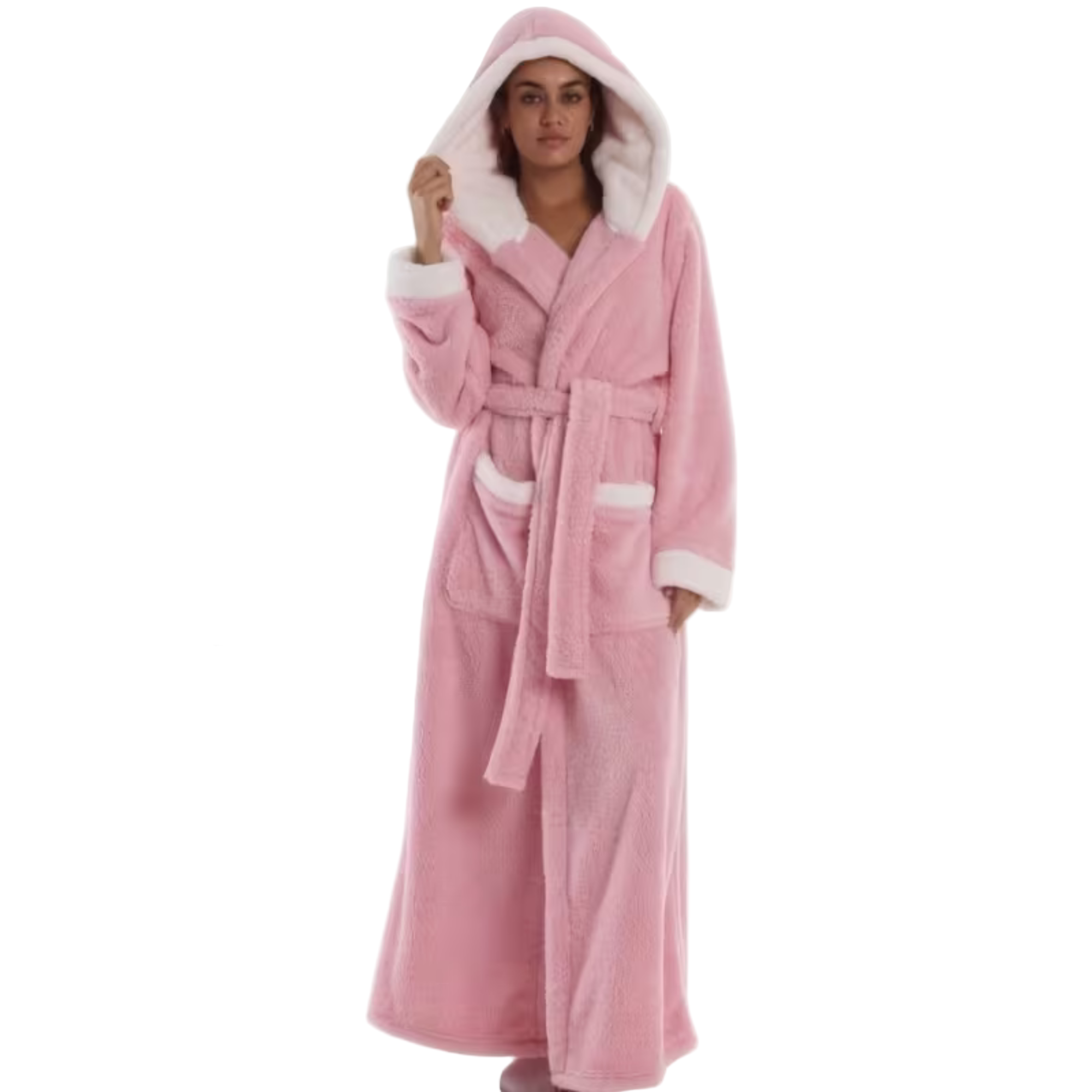 Langer Kapuzenbademantel – Dick, Warm & Kuschelig | Perfekt für Winter, Zuhause & Reisen