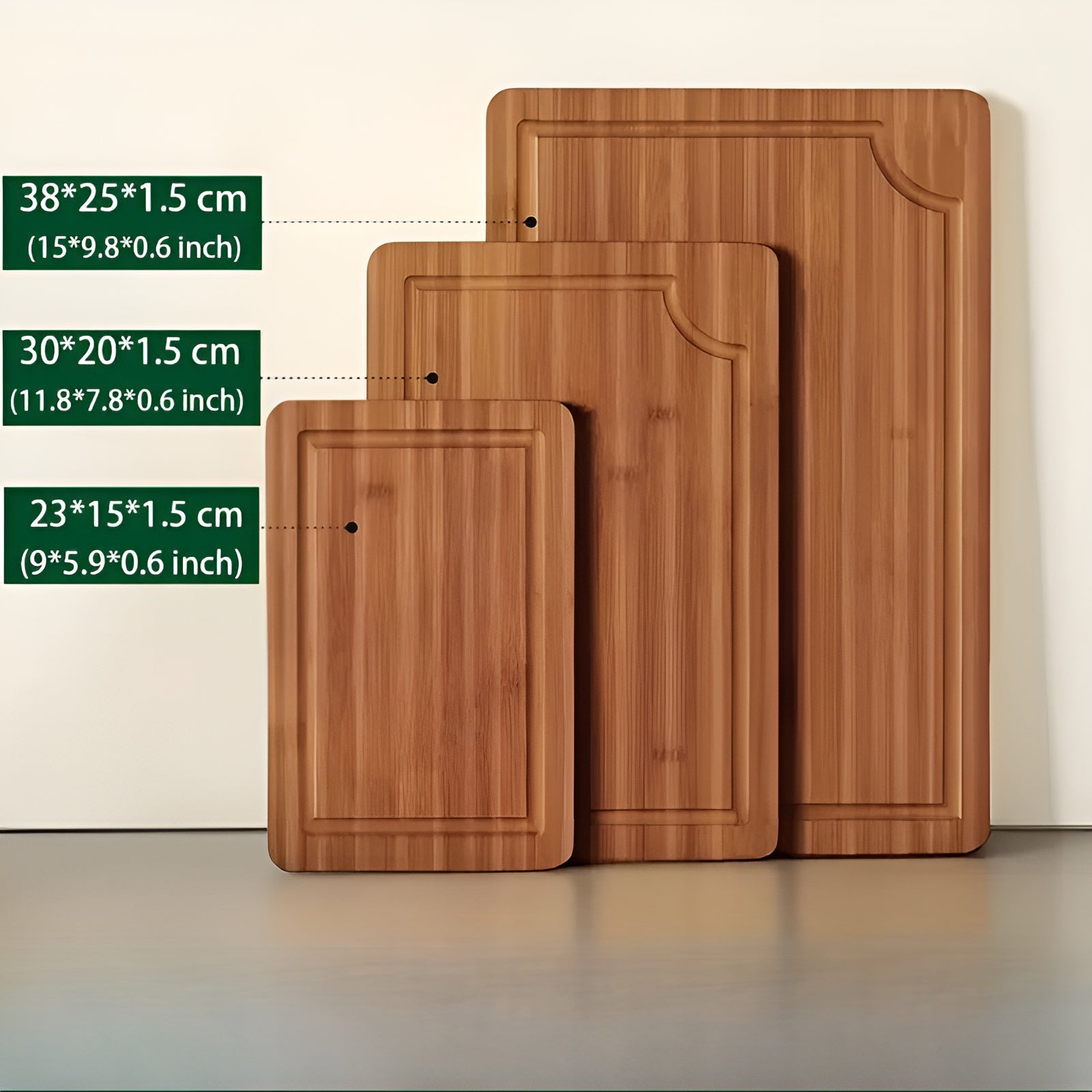 Schneidebrett-Set aus Bambus – Robust und Vielseitig | Perfekt für Fleisch, Gemüse & Obst