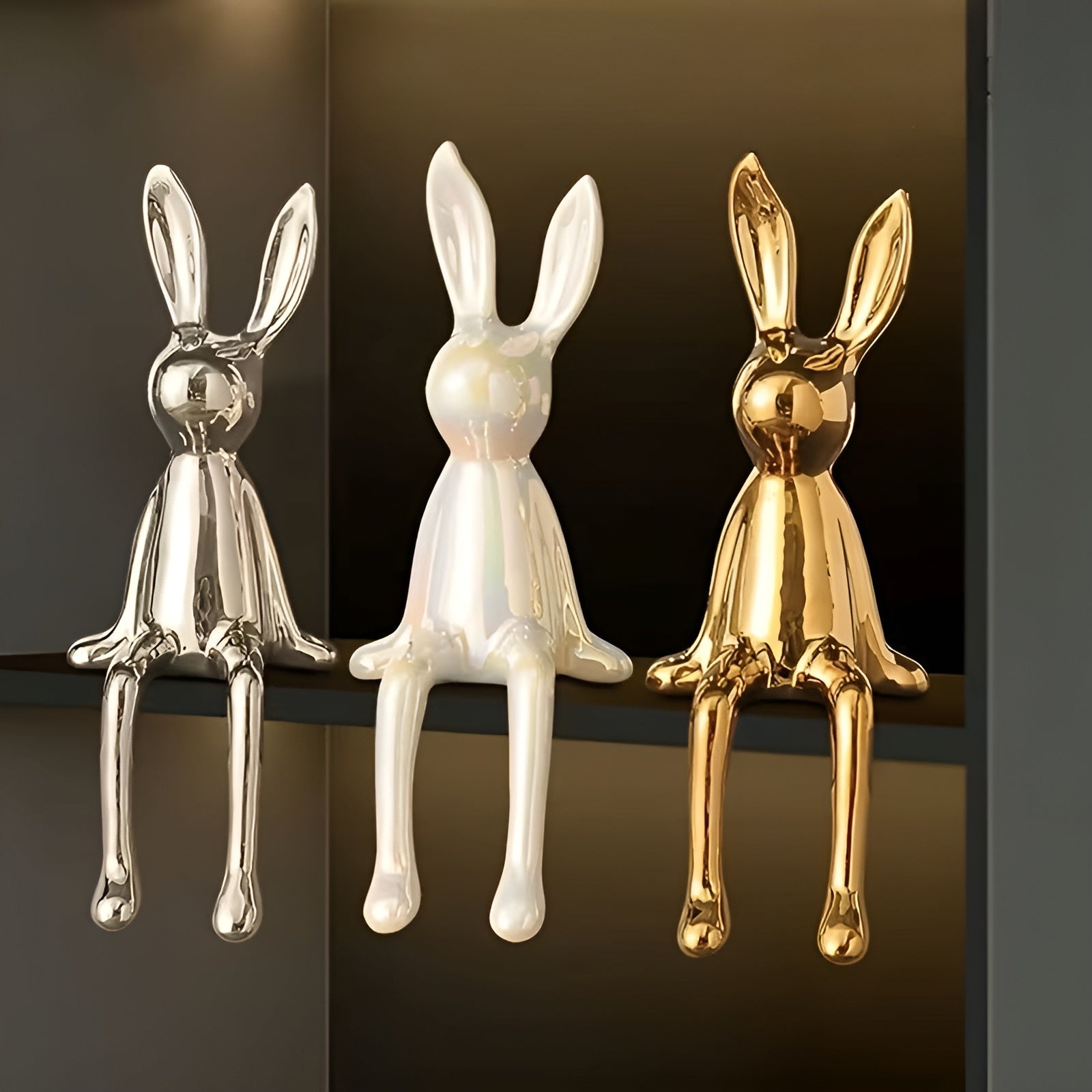 Sitzende Hasenfigur aus Keramik (2er/3er) – Niedliche Osterdekoration | Modern & Dekorativ für Zuhause und Büro