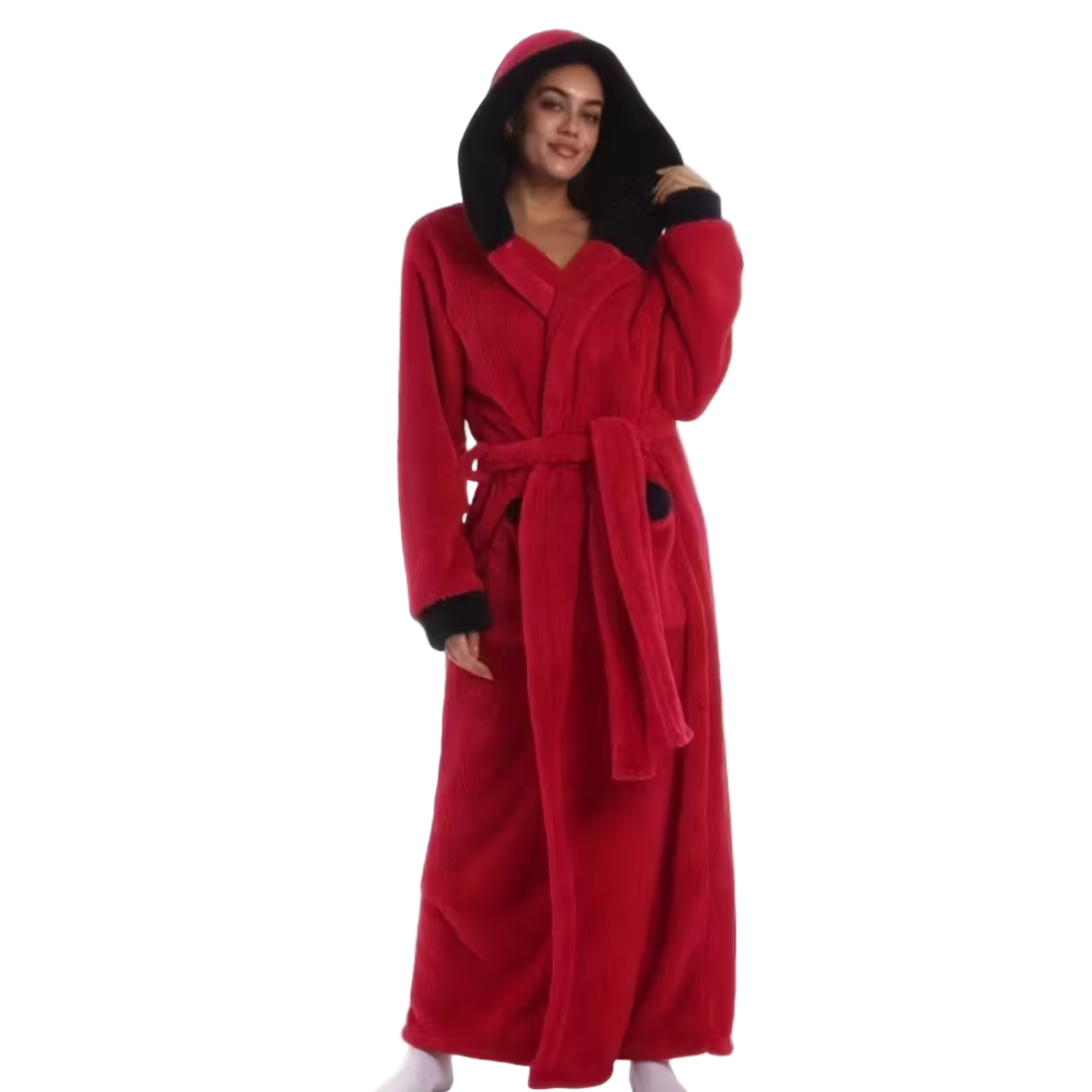 Langer Kapuzenbademantel – Dick, Warm & Kuschelig | Perfekt für Winter, Zuhause & Reisen