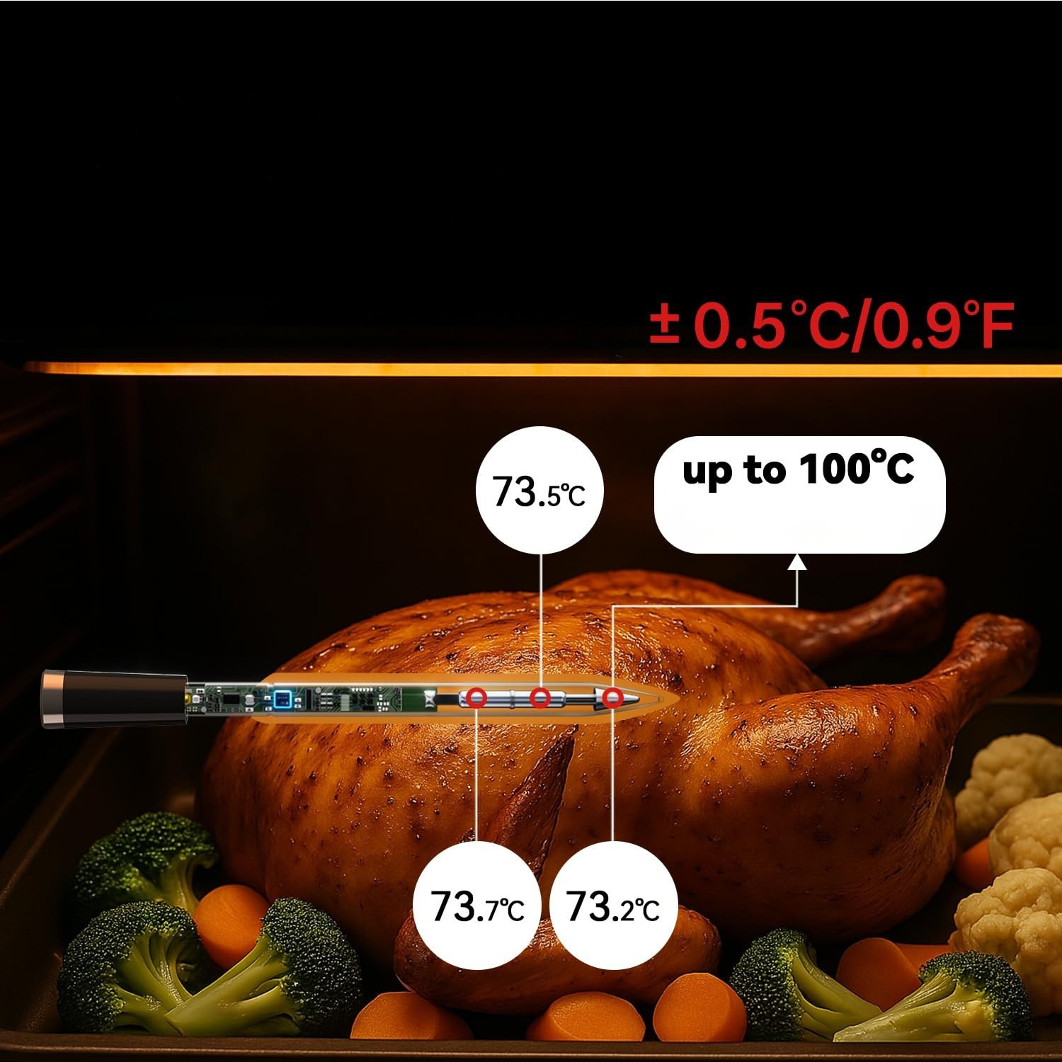 Kabelloses Grillthermometer mit 2 Sonden – Exakte Temperaturmessung | Perfekt für Fleisch & BBQ - Wohnzubehör