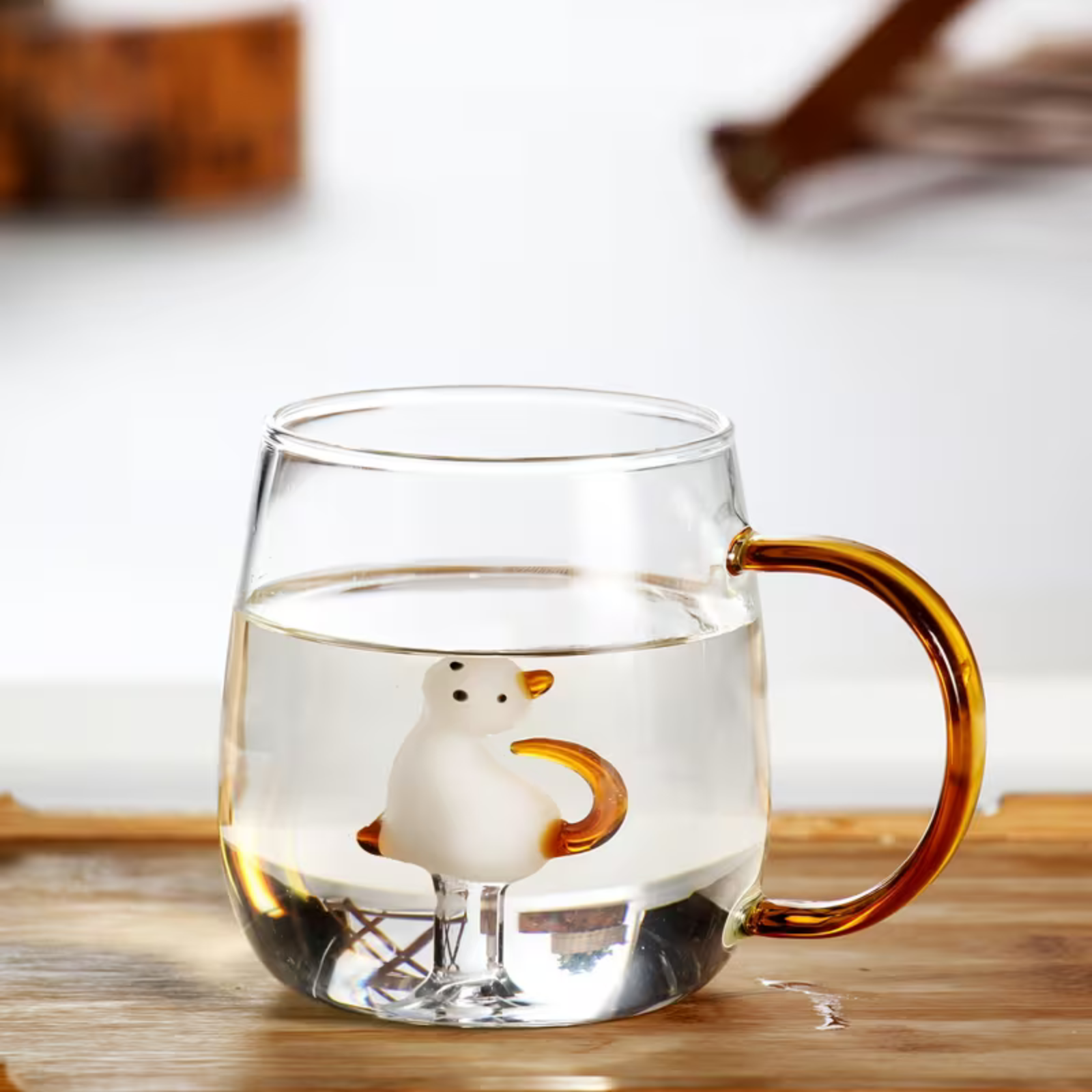 3D-Cartoon-Trinkglas mit Tiermotiv – Designerbecher aus Borosilikatglas | Robust und dekorativ - Kätzchen und Welpe