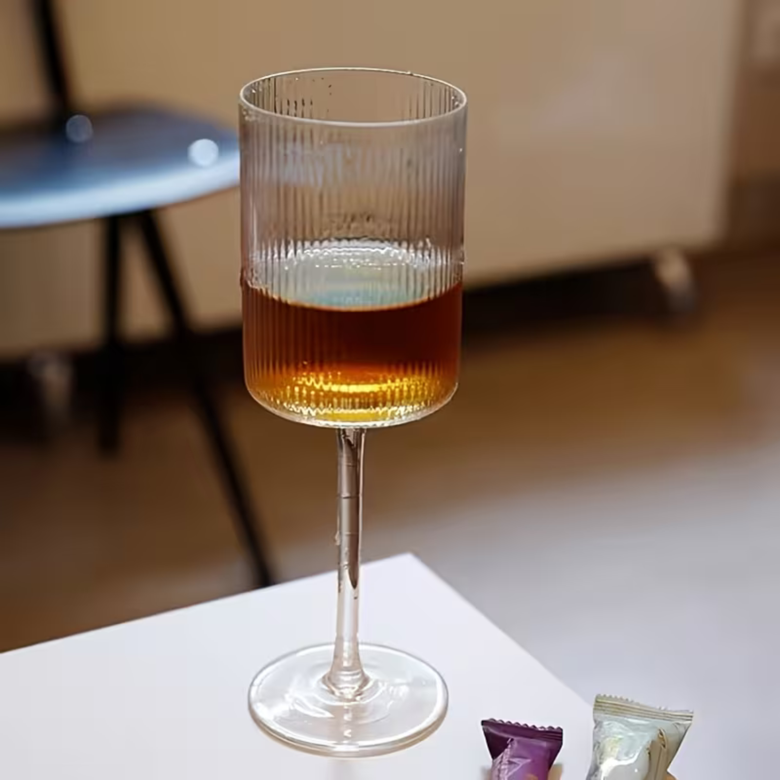 Kristallglas mit Vintage-Rillen – Transparent & Dekorativ | Elegantes Glas für Alltag und Tischkultur - 2 Stück