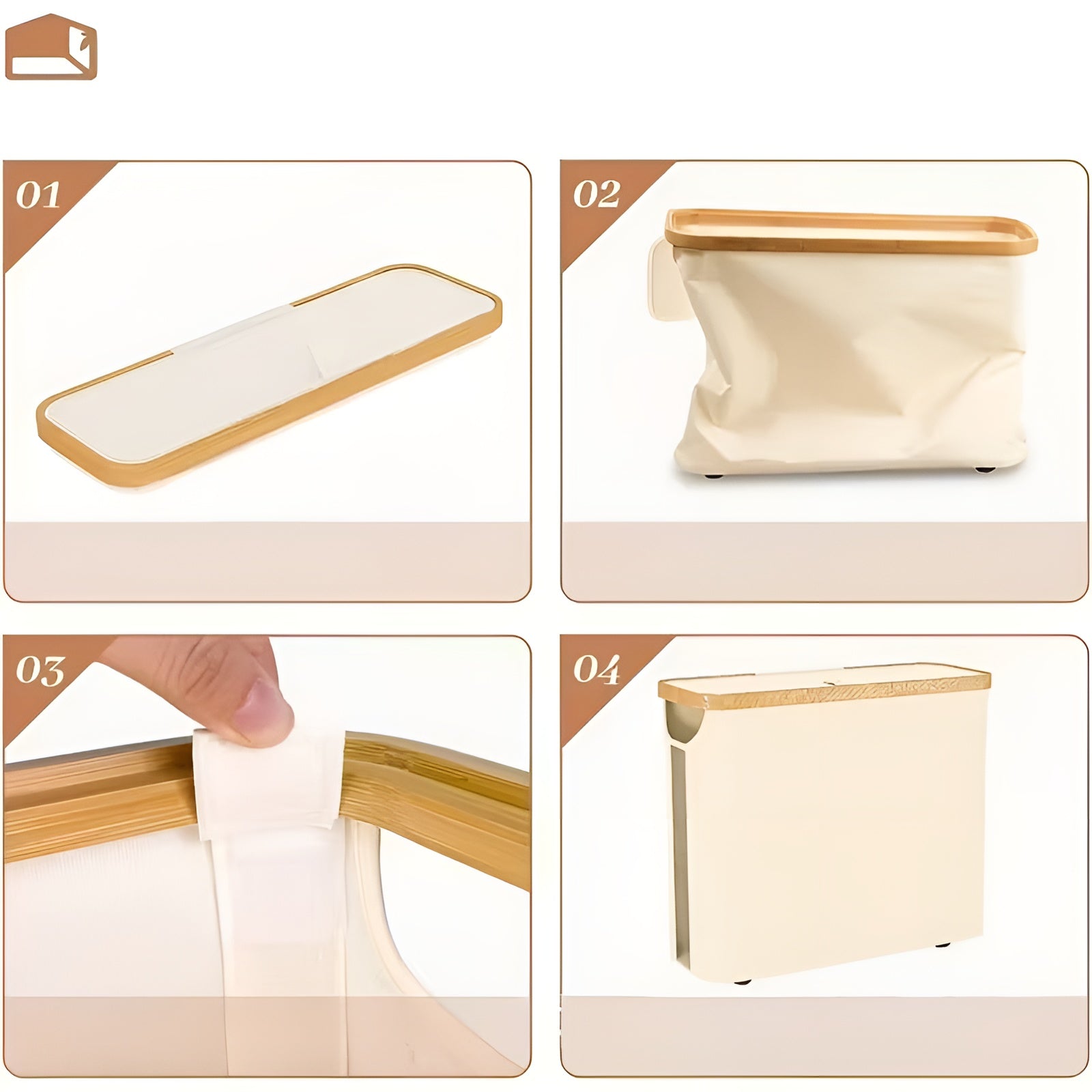 Großer Toilettenpapierhalter mit Deckel – Platzsparend & Klappbar | Holzrahmen für Badezimmer & WC - Decke