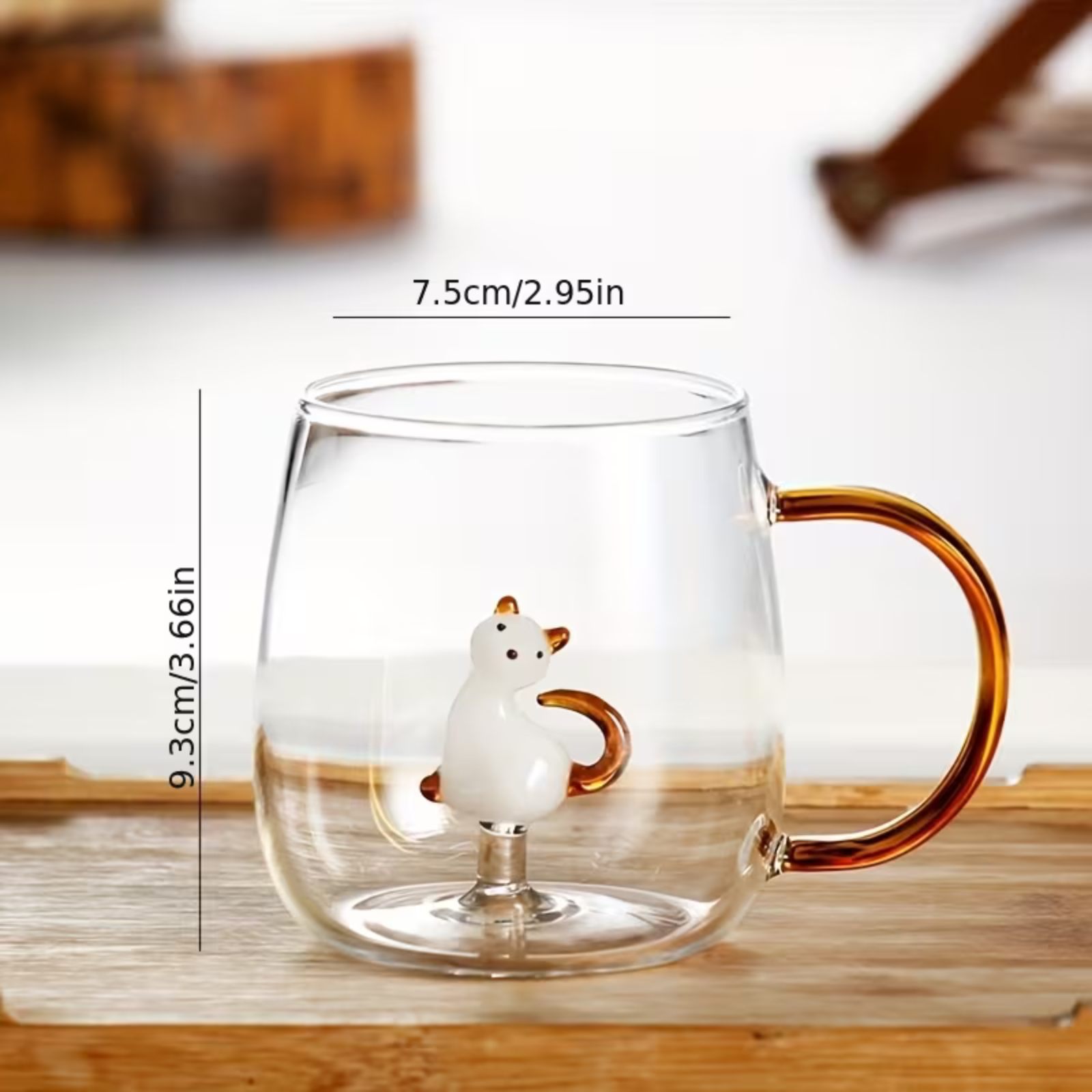 3D-Cartoon-Trinkglas mit Tiermotiv – Designerbecher aus Borosilikatglas | Robust und dekorativ - Kätzchen und Welpe