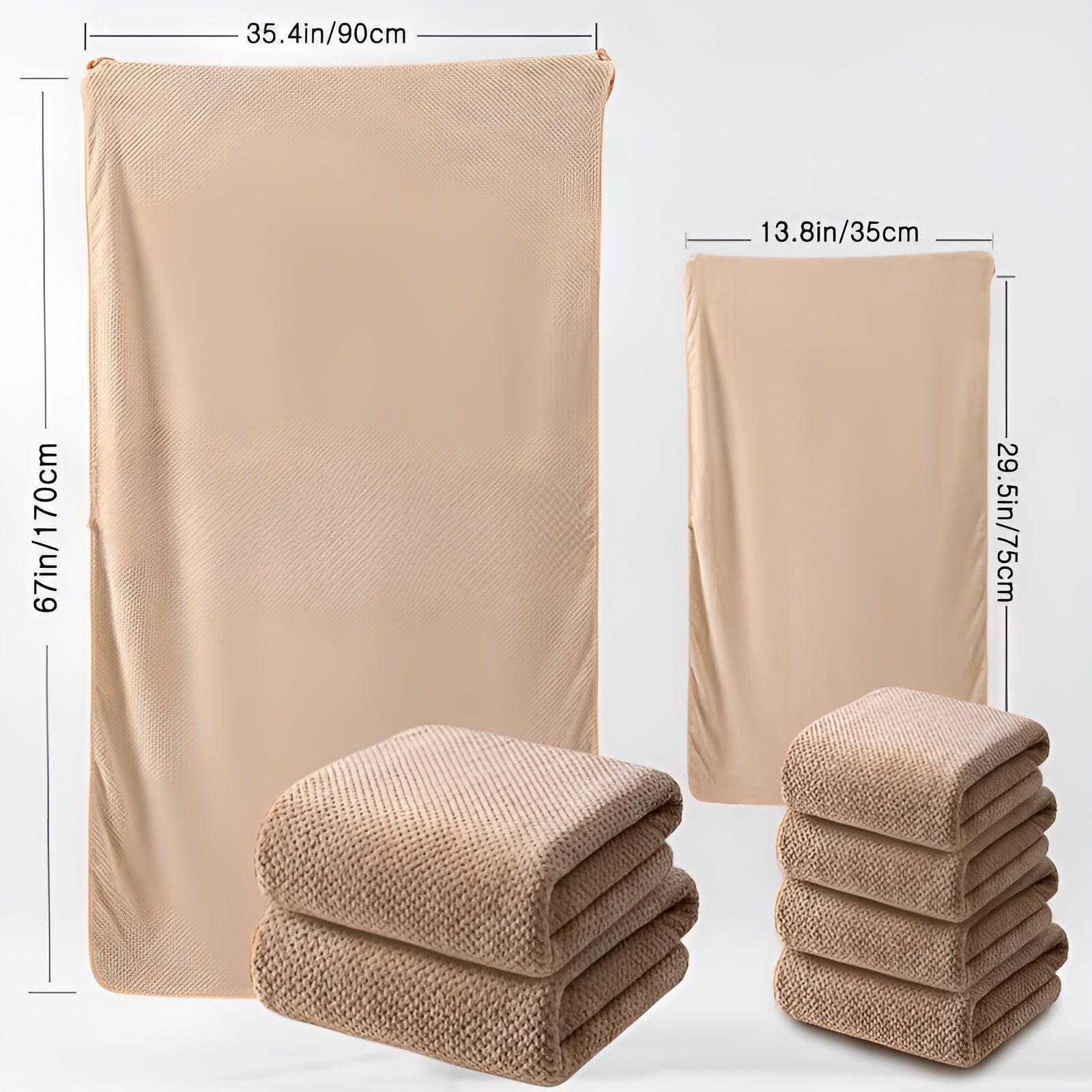 6-teiliges Handtuch-Set – Hochwertig Weich und Saugfähig | 2 Badetücher & 4 Handtücher mit Strukturmuster - Handtuch-Set