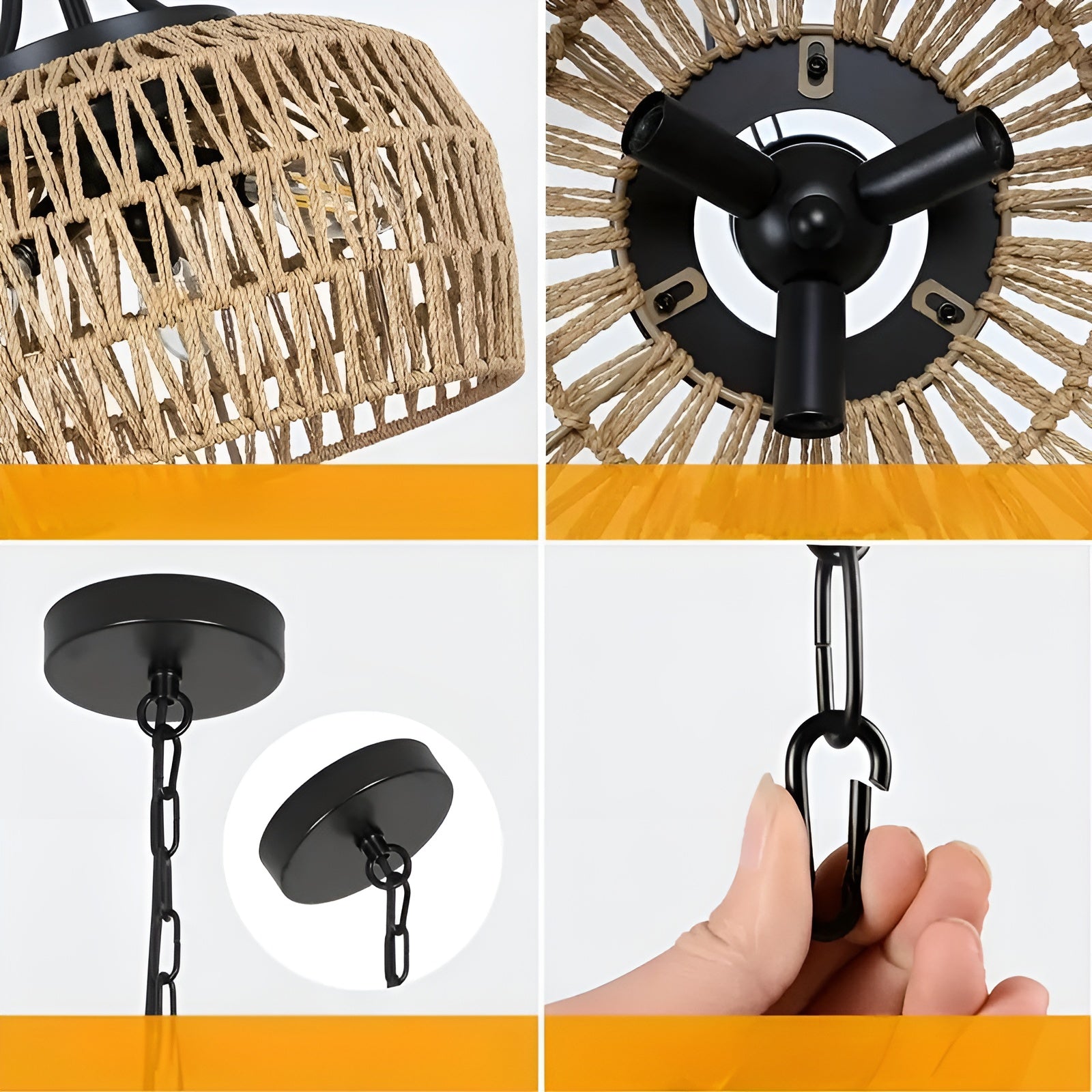 Boho-Hängelampe mit Rattanschirm – Natürliche Pendelleuchte für Esszimmer & Küche