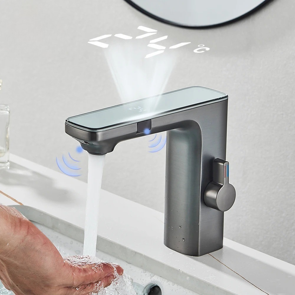 Sensor-Waschbeckenarmatur – Berührungslos & Hygienisch | Mit Digitalanzeige - Wohnzubehör