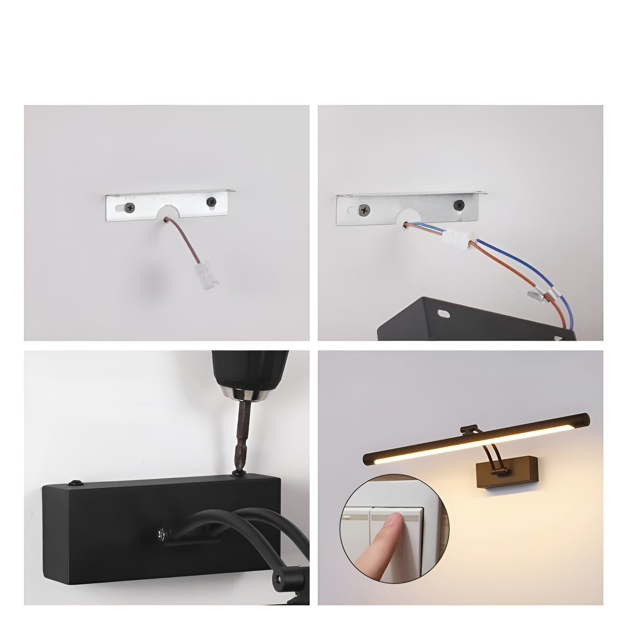 Wandleuchte Innen – Modernes Wandlicht in Schwarz oder Silber | Ideal über dem Spiegel