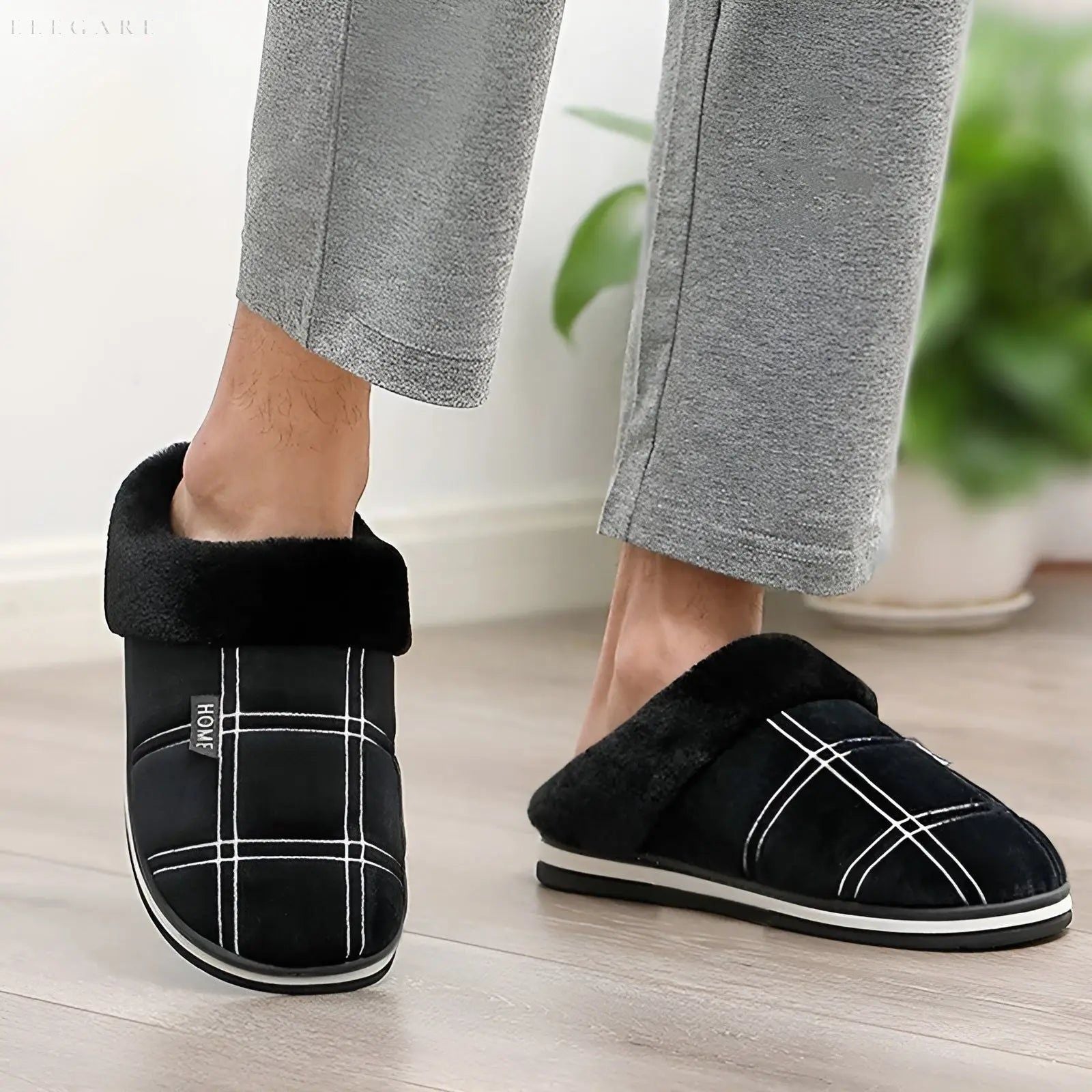 VelvetEase Slippers - Bequeme Hausschuhe aus Leinen für Herren Elegare