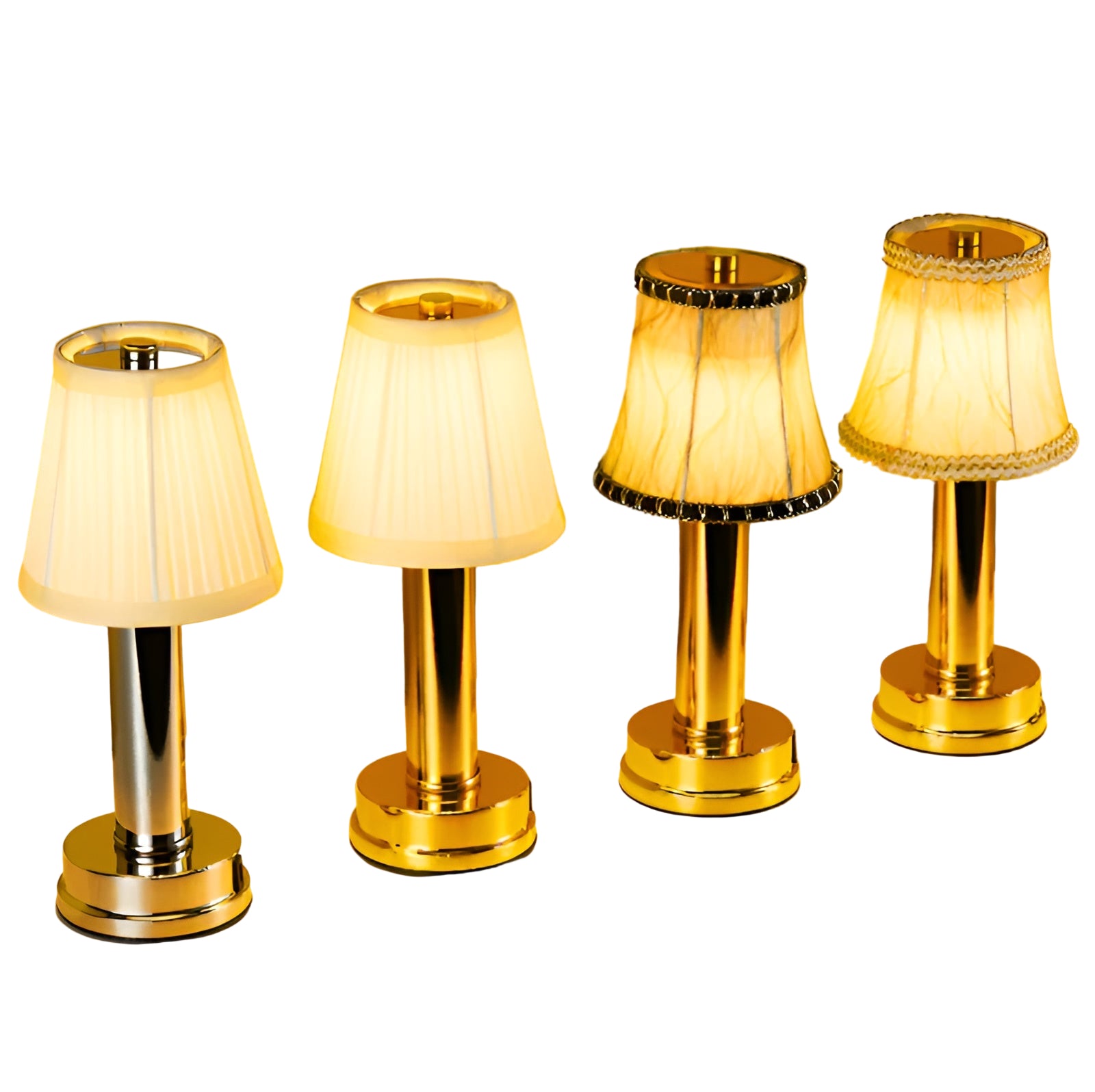 Vintage Tischlampe aus Aluminium – Dimmbare Lampe mit Stoffschirm | Stilvoll für Wohn- oder Bartisch