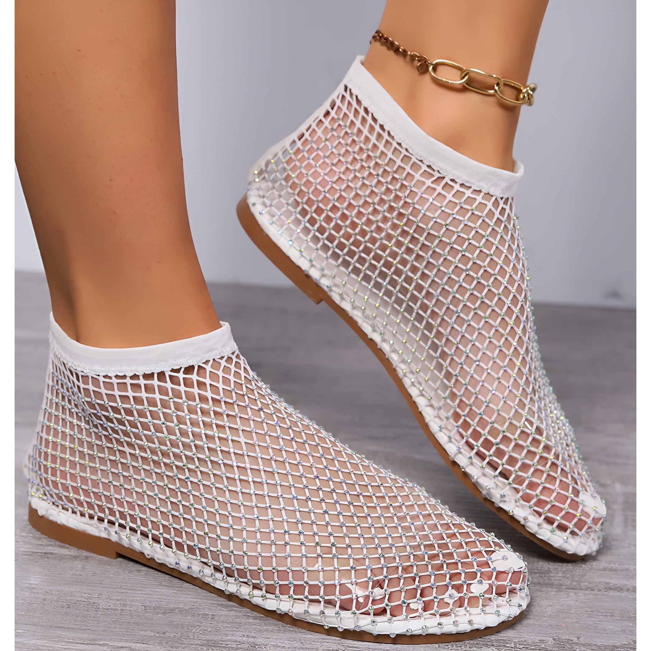 Gemma Mesh Sandals - Elegante und Atmungsaktive Sommersandalen mit Diamant-Luxus - Elegare