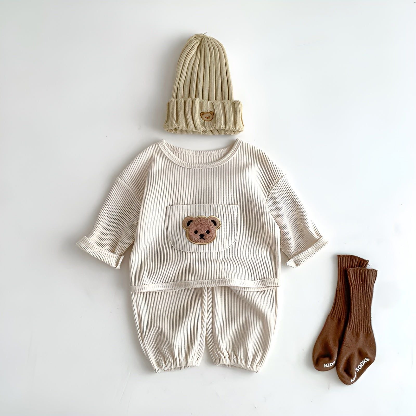 Waffle Bear - Liebenswerter Bär Passendes Set für Babys (Langarmshirt + Hose) - Elegare