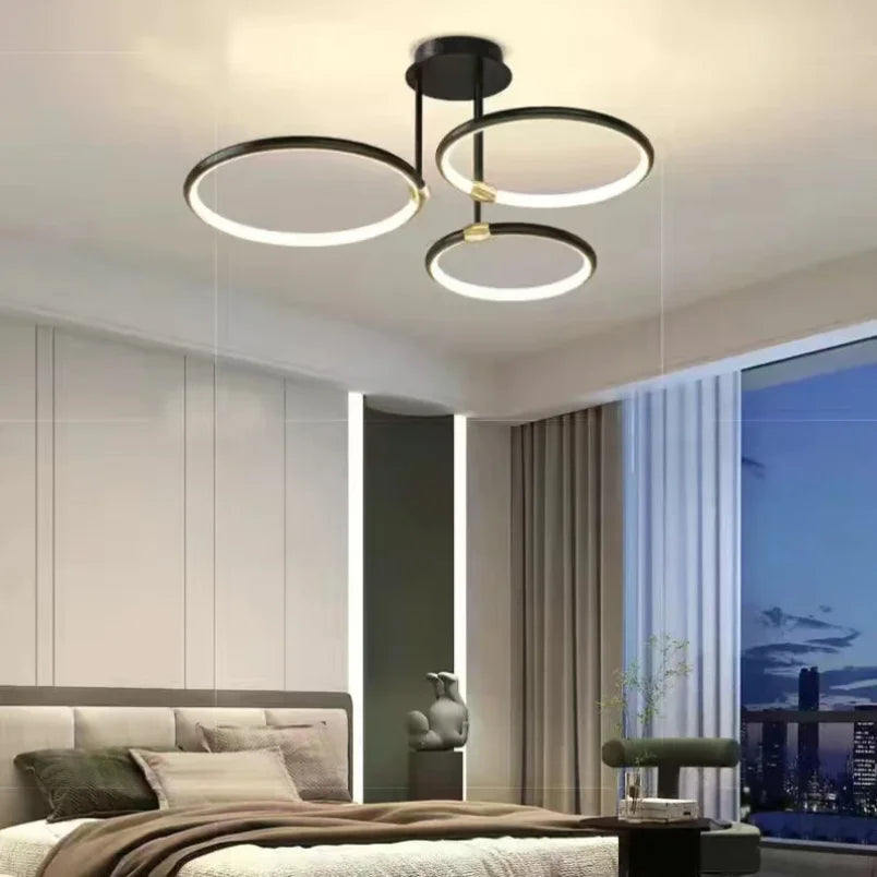 Goldener LED-Kronleuchter fürs Wohnzimmer – modernes geometrisches Design mit warmem Licht, Ansicht 4