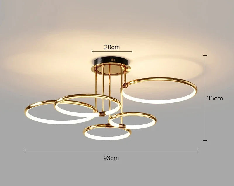 Goldener LED-Kronleuchter fürs Wohnzimmer – modernes geometrisches Design mit warmem Licht, Ansicht 5