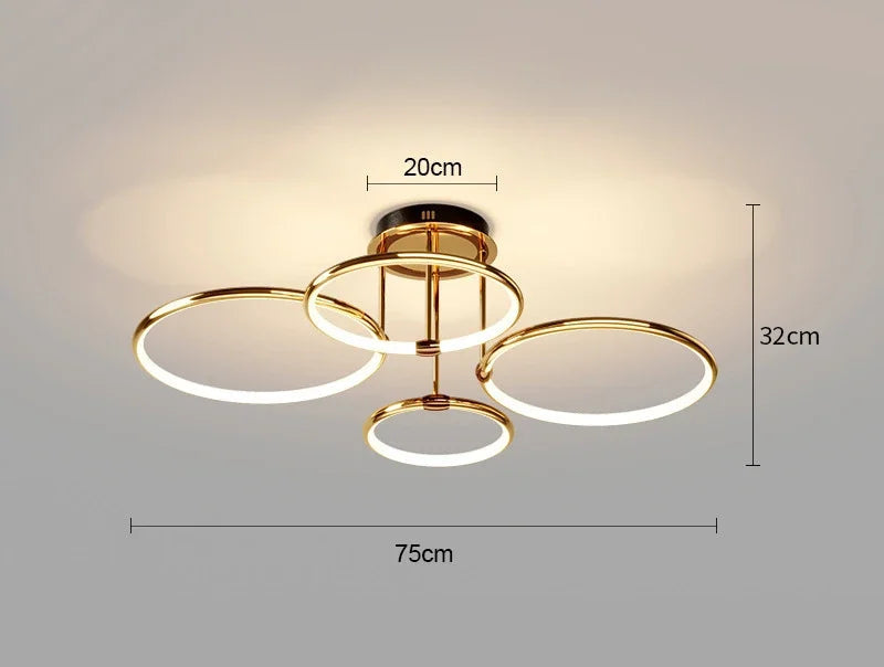 Goldener LED-Kronleuchter fürs Wohnzimmer – modernes geometrisches Design mit warmem Licht, Ansicht 6