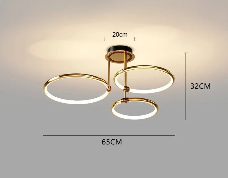 Goldener LED-Kronleuchter fürs Wohnzimmer – modernes geometrisches Design mit warmem Licht, Ansicht 8