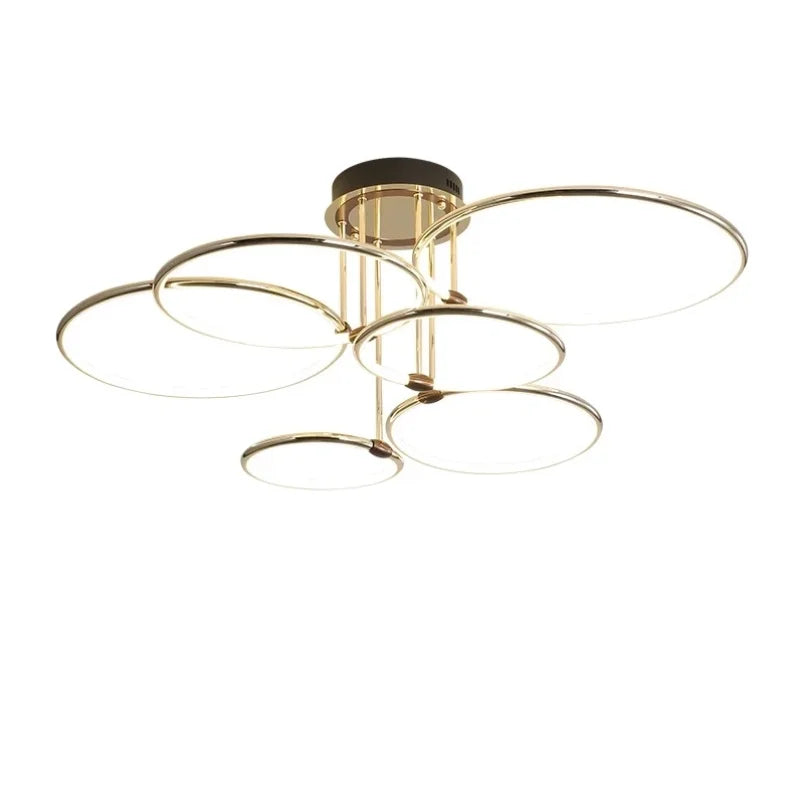 Goldener LED-Kronleuchter fürs Wohnzimmer – modernes geometrisches Design mit warmem Licht, Ansicht 9