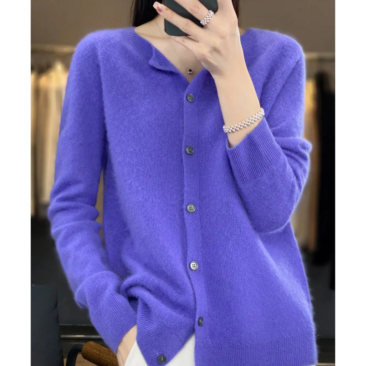 Damen Strickpullover mit Rundhalsausschnitt in Merino- und Kaschmiroptik