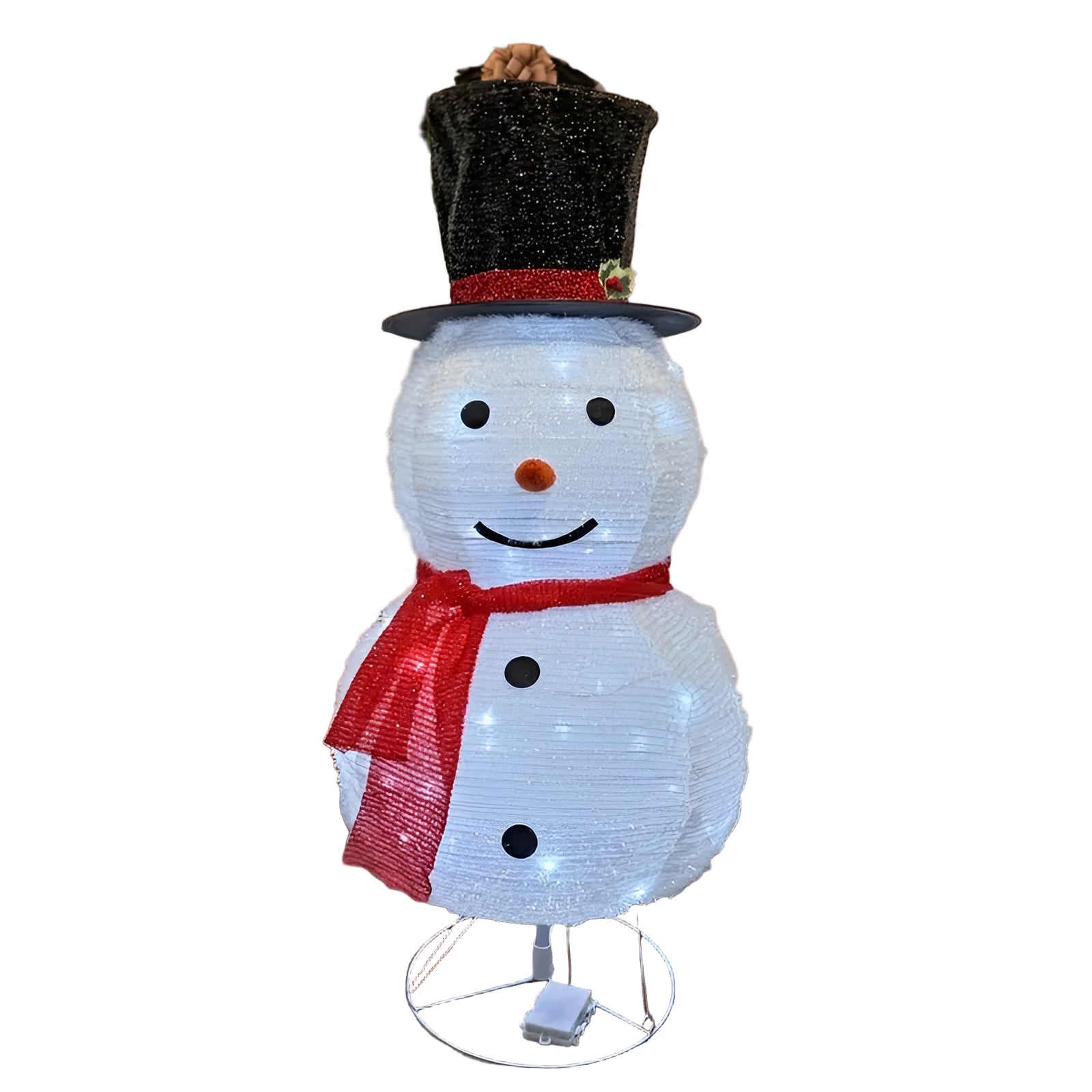 Beleuchteter Schneemann mit Hut & Schal – Zusammenklappbare Metalllaterne | Stimmungsvolle Weihnachtsdekoration für Innen & Garten