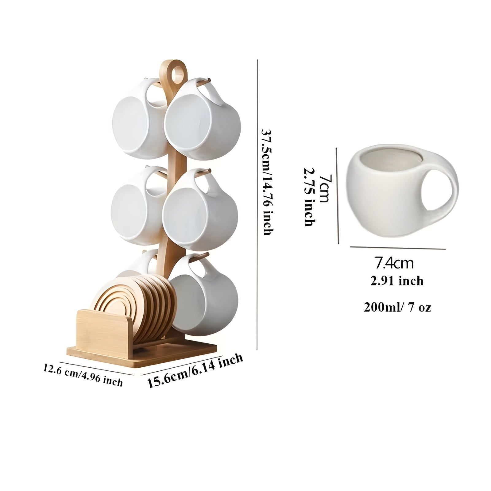 Keramik Kaffeetassen-Set mit Untertasse & Ständer – Stilvoll und Dekorativ | Perfekt für Café und Zuhause - Kaffeetasse