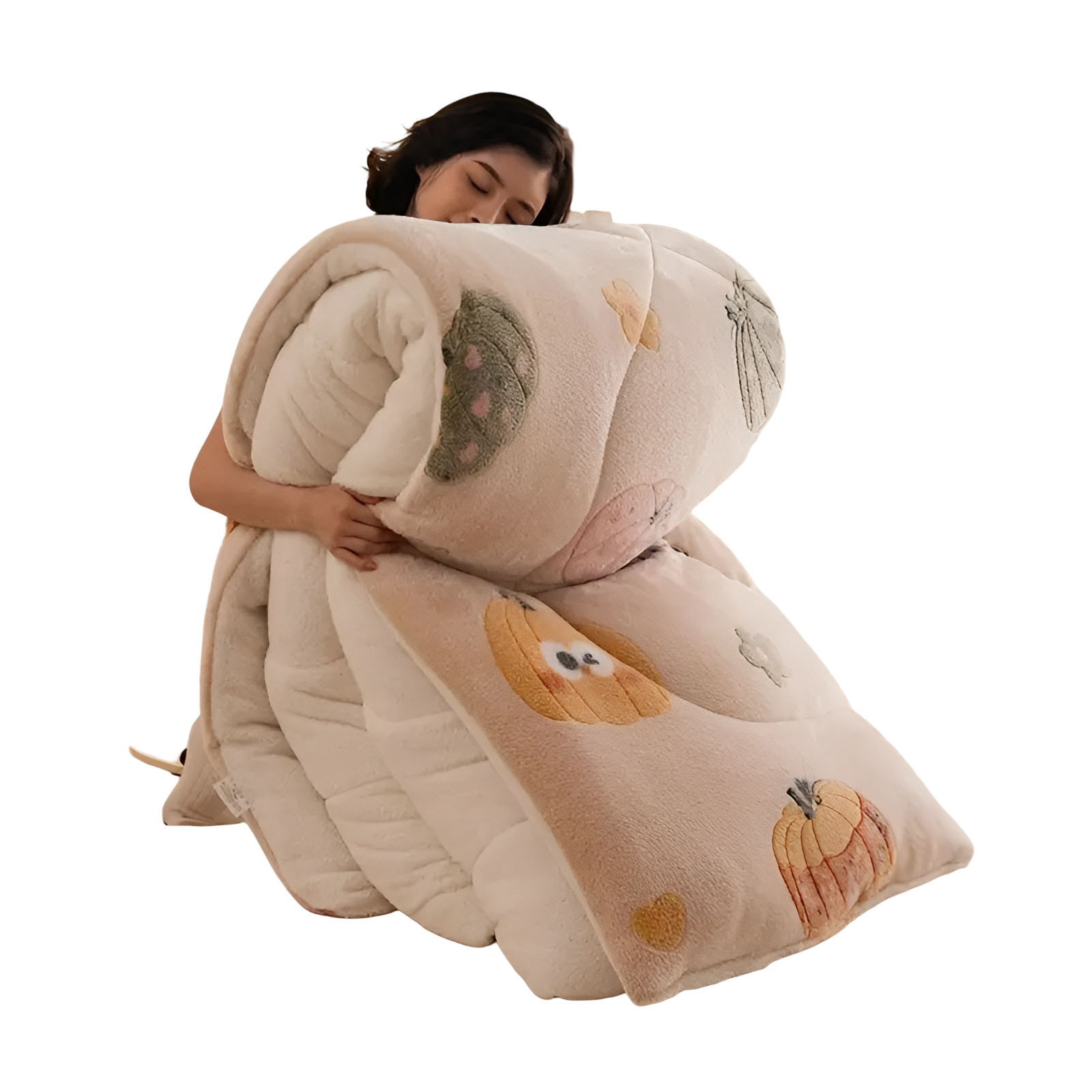 Samtdecke mit Kürbis- und Schneeflockenmotiv – Weich & Warm | Stilvolle Wohndecke für Herbst & Winter