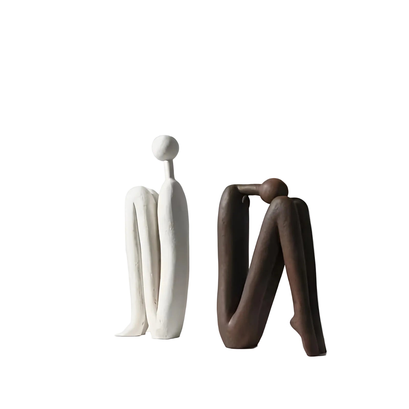 2-teiliges Skulpturen-Set aus Kunstharz – Moderne Menschenfiguren | Dekorativ für Regal & Wohnzimmer - Skulptur