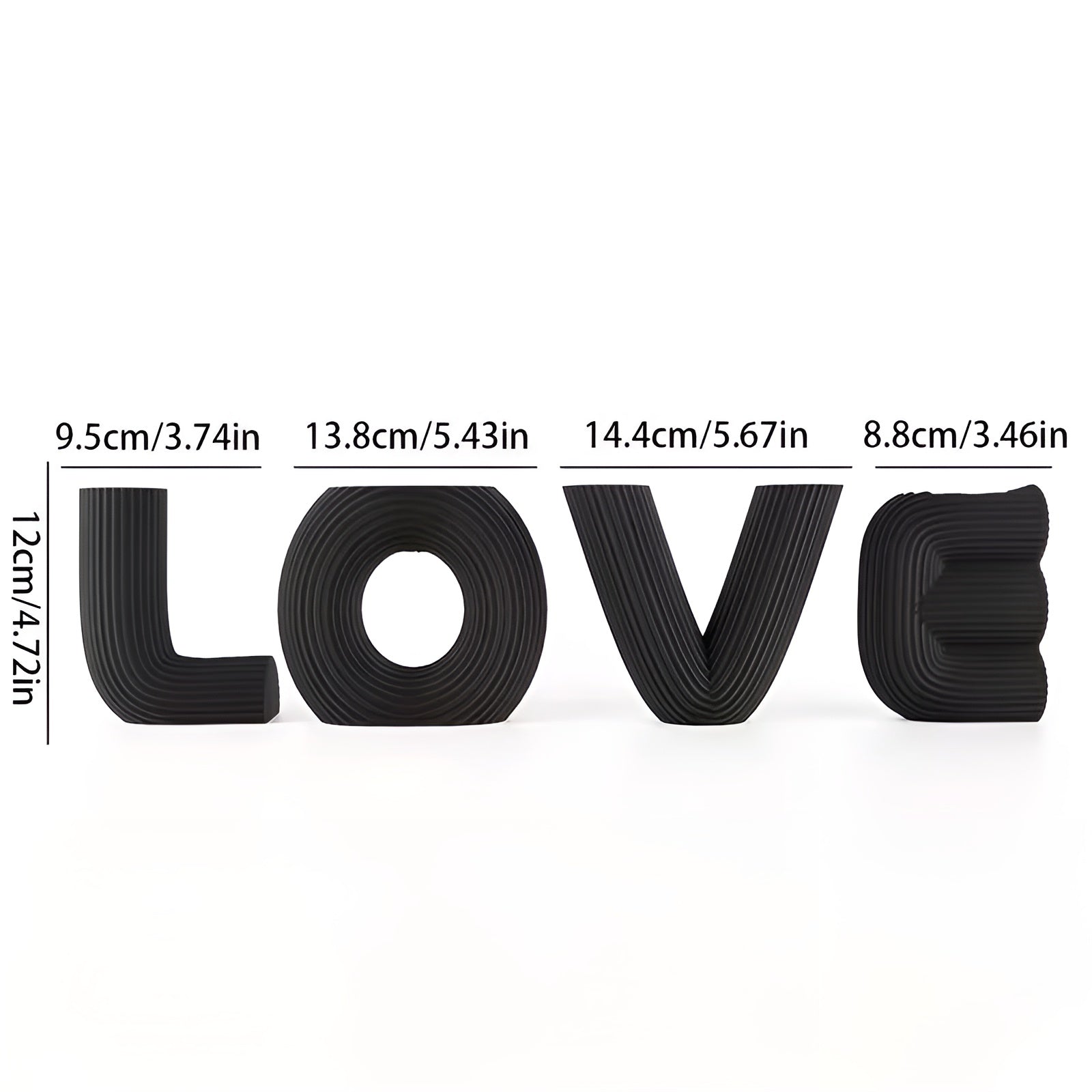 4er Set Deko-Figuren Liebe – Dekoratives Kunststoff-Design | Perfekt für Wohnraum Regal & Geschenk - Schwarz - Dekofigur