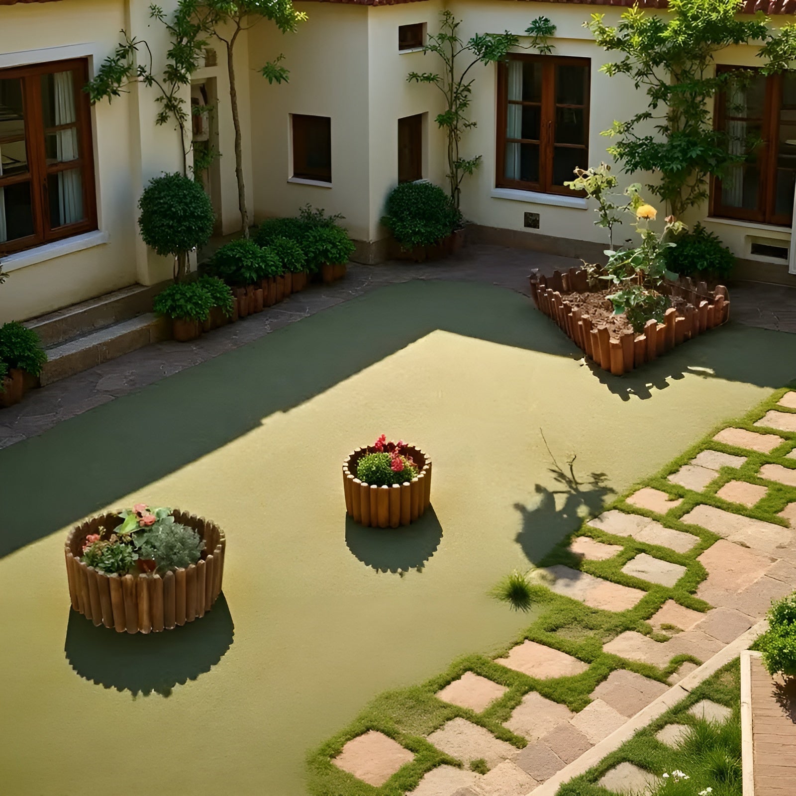 Flexible Holz Rasenkante – Dekorativer Gartenzaun mit Erdspießen | Für Beete, Wege und Rasenflächen