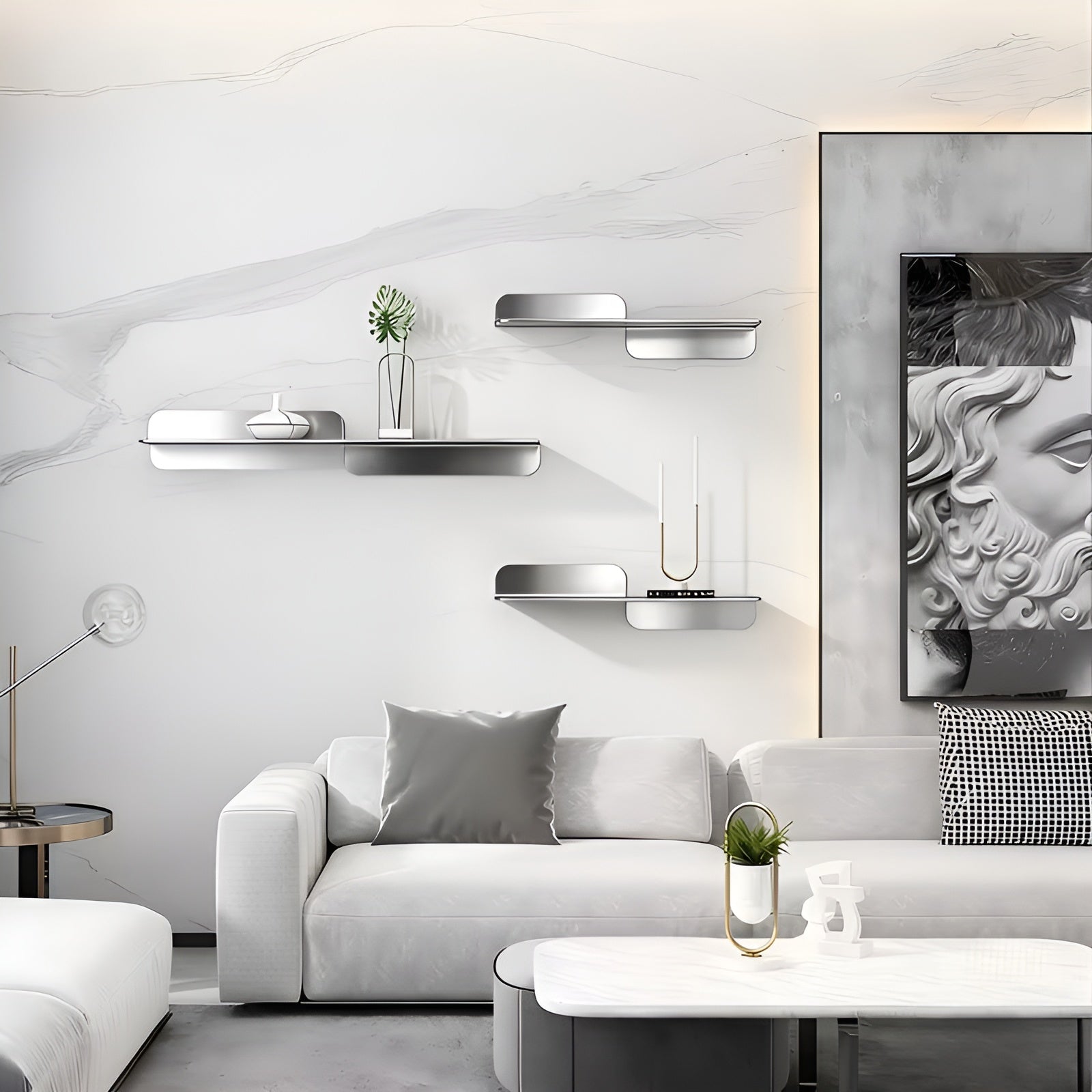 Schwebendes Wandregal im Minimalistischen Design – Stabil & Modern | Edelstahl Wandregal für Wohnzimmer