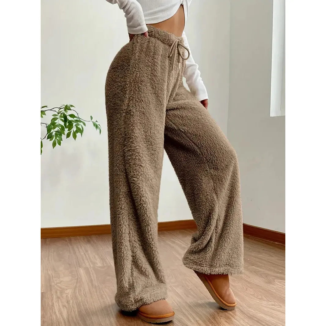 Freya Pants - Warme und bequeme Teddybär-Hose mit weitem Bein - Elegare