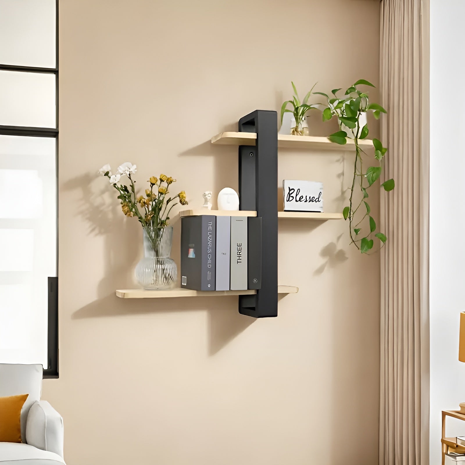 Wandregal aus Kiefernholz – 3 Ebenen und stabil | Perfekt für die Wohnraumgestaltung