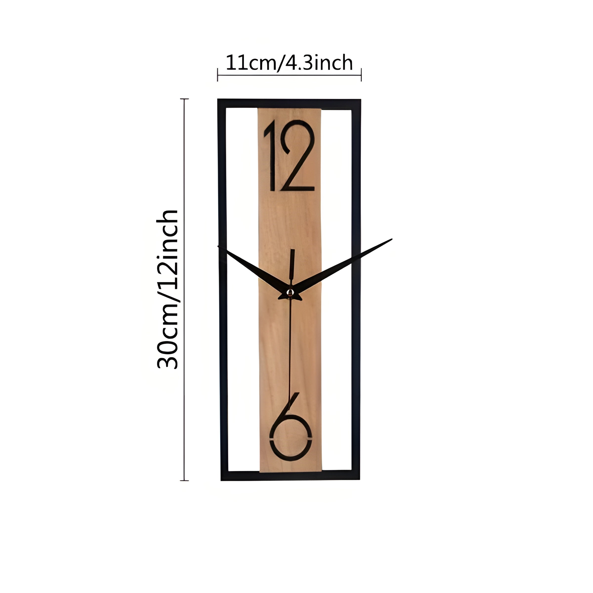 Rechteckige Wanduhr in Holzoptik – Modern und Stilvoll | Dekorativ für Wohnzimmer Büro oder Küche - 30*11cm - Wanduhr