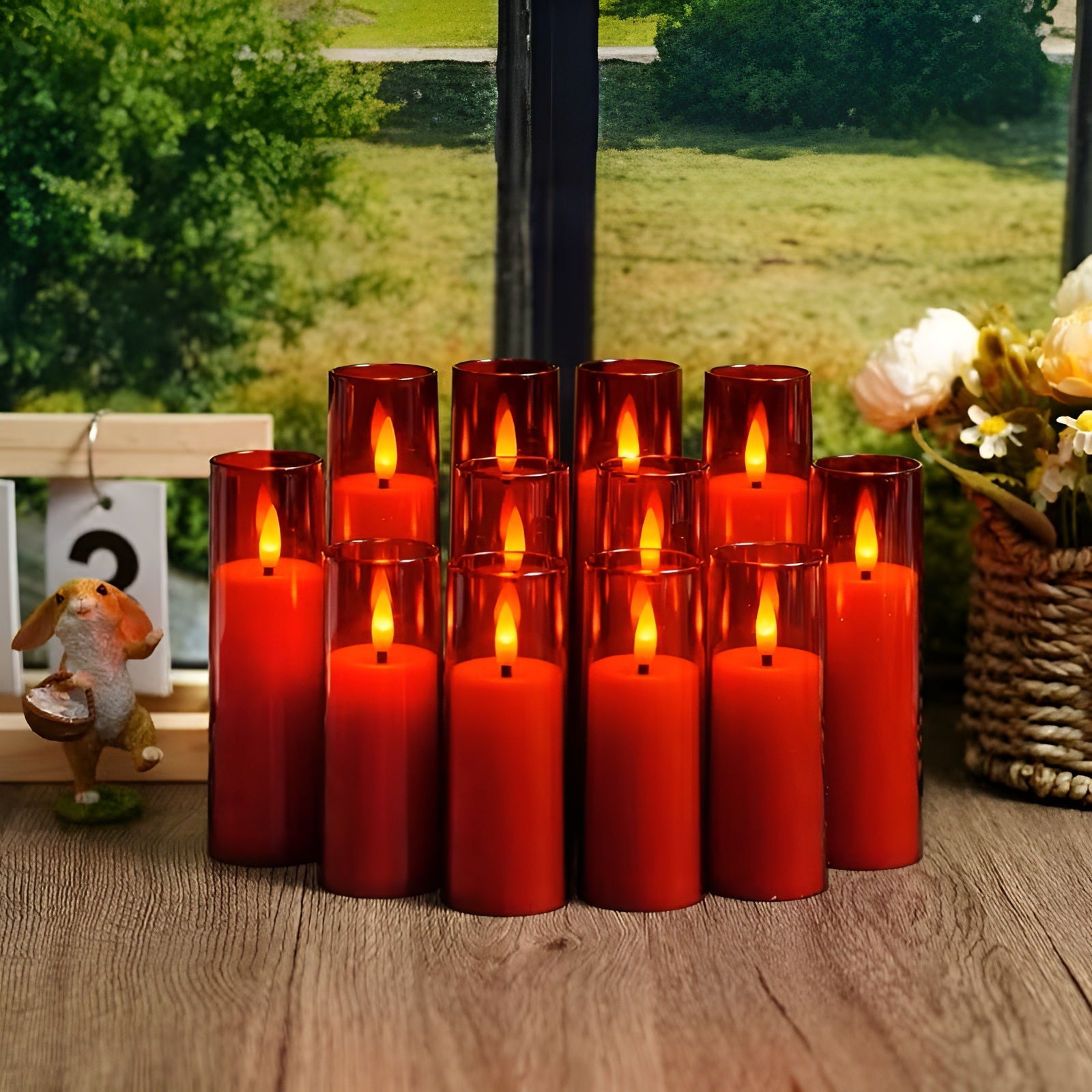 Flackernde LED Kerzen 12er Set – Stimmungsvolles Licht ohne Brandgefahr | Mit Fernbedienung & Timer - Wohnzubehör