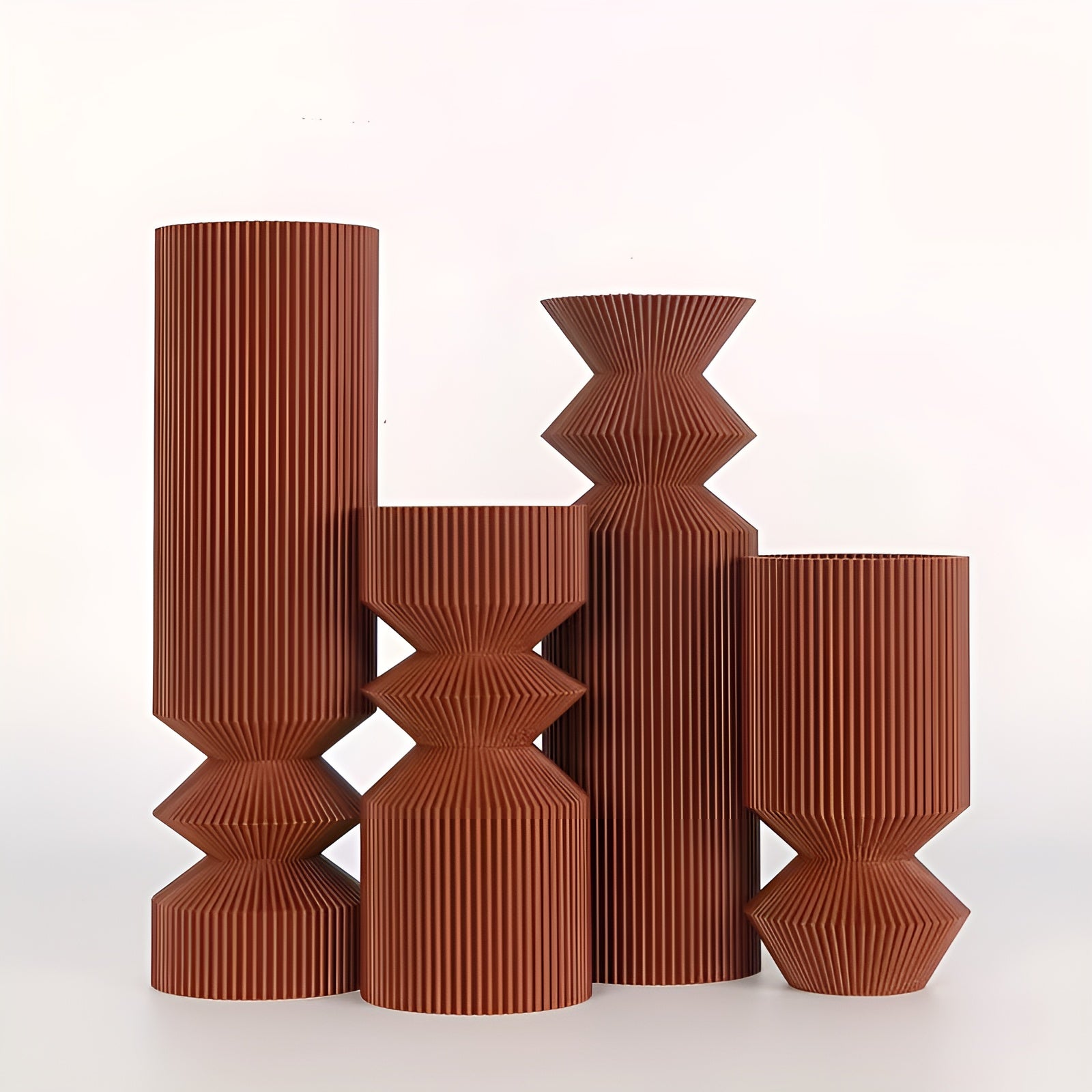 Art-Déco Vasen-Set (4-teilig) – Minimalistisch & Elegant | Perfekt für Trockenblumen und stilvolle Wohnraumdekoration