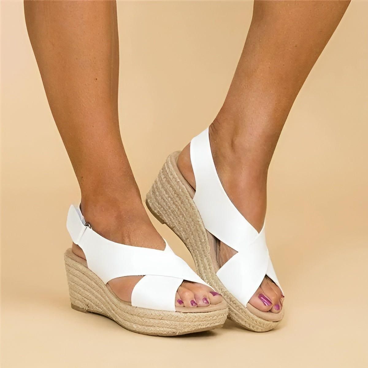 Annemie Sandals - Lässige Peep Toe Orthopädische Keilabsatz Sommer Sandalen - Damensandalen