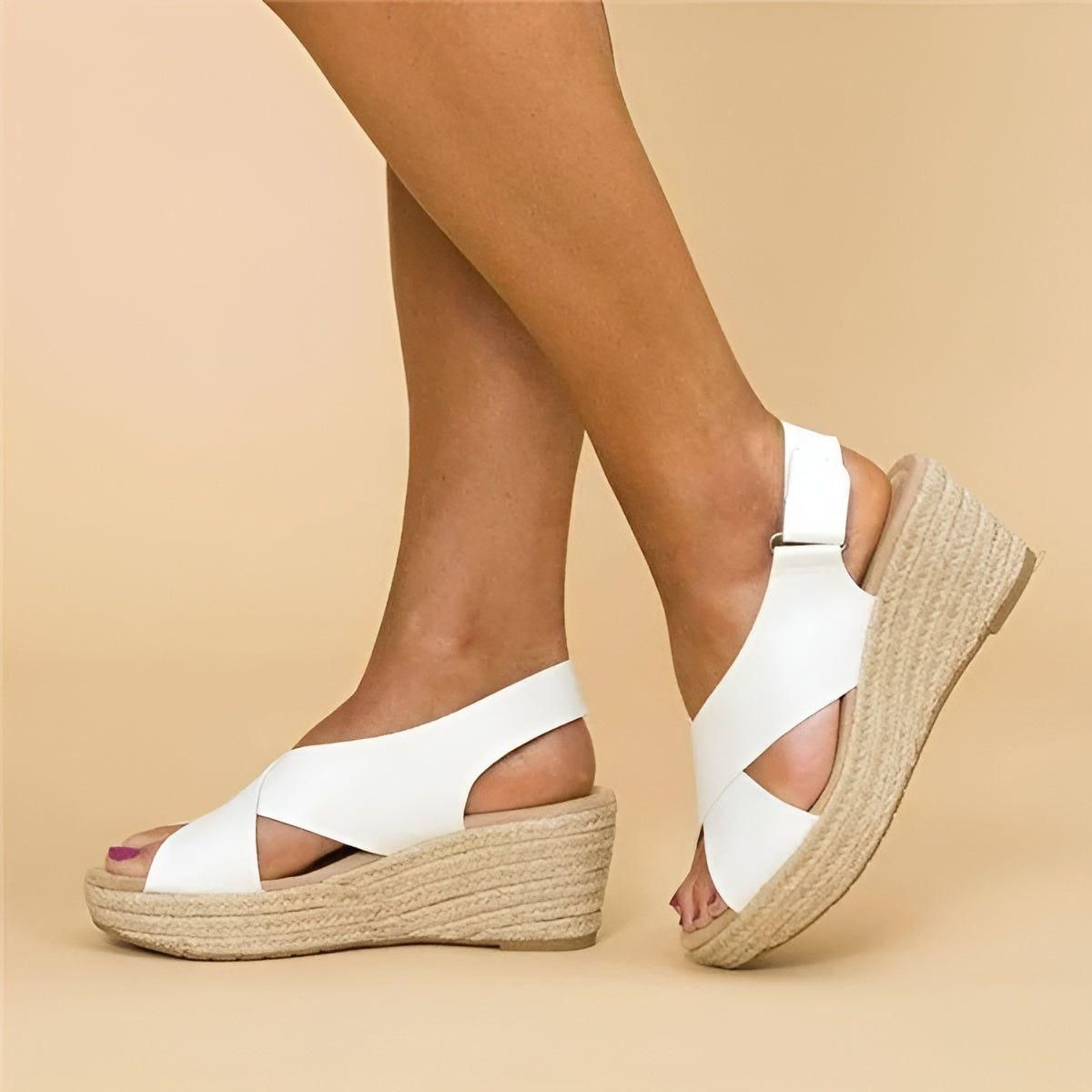 Annemie Sandals - Lässige Peep Toe Orthopädische Keilabsatz Sommer Sandalen - Damensandalen