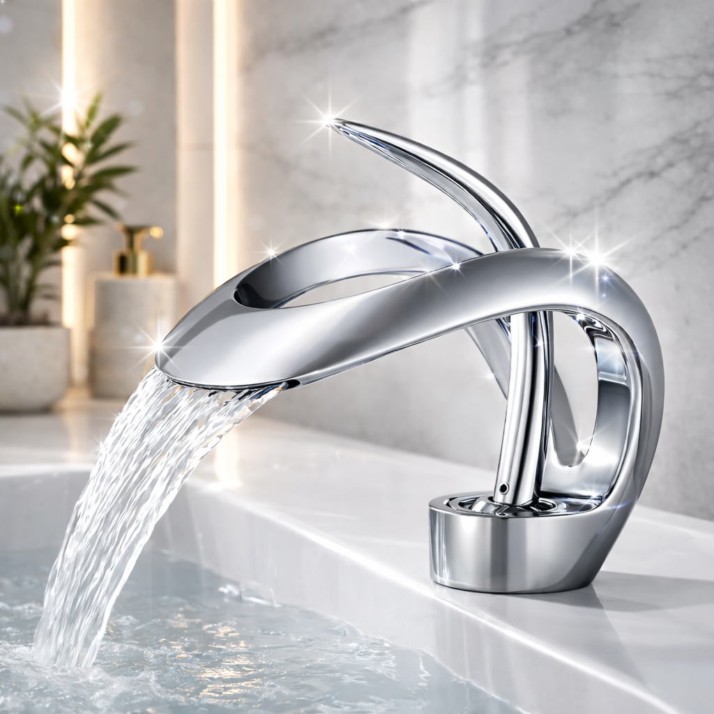 AquaGleam - Badezimmer-Waschbeckenarmatur Minimalistischer Stil - Chrom - Wasserhahnarmatur