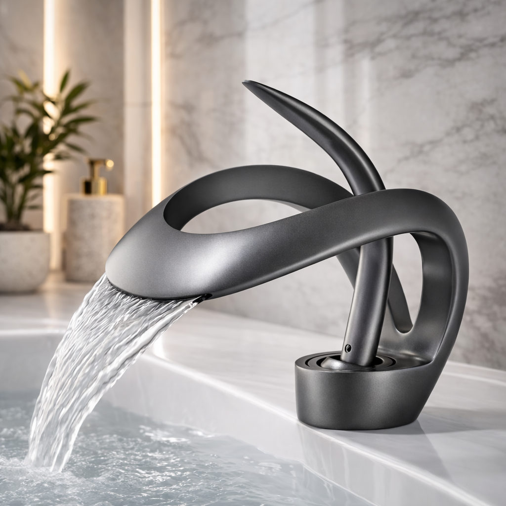 AquaGleam - Badezimmer-Waschbeckenarmatur Minimalistischer Stil - Grau - Wasserhahnarmatur
