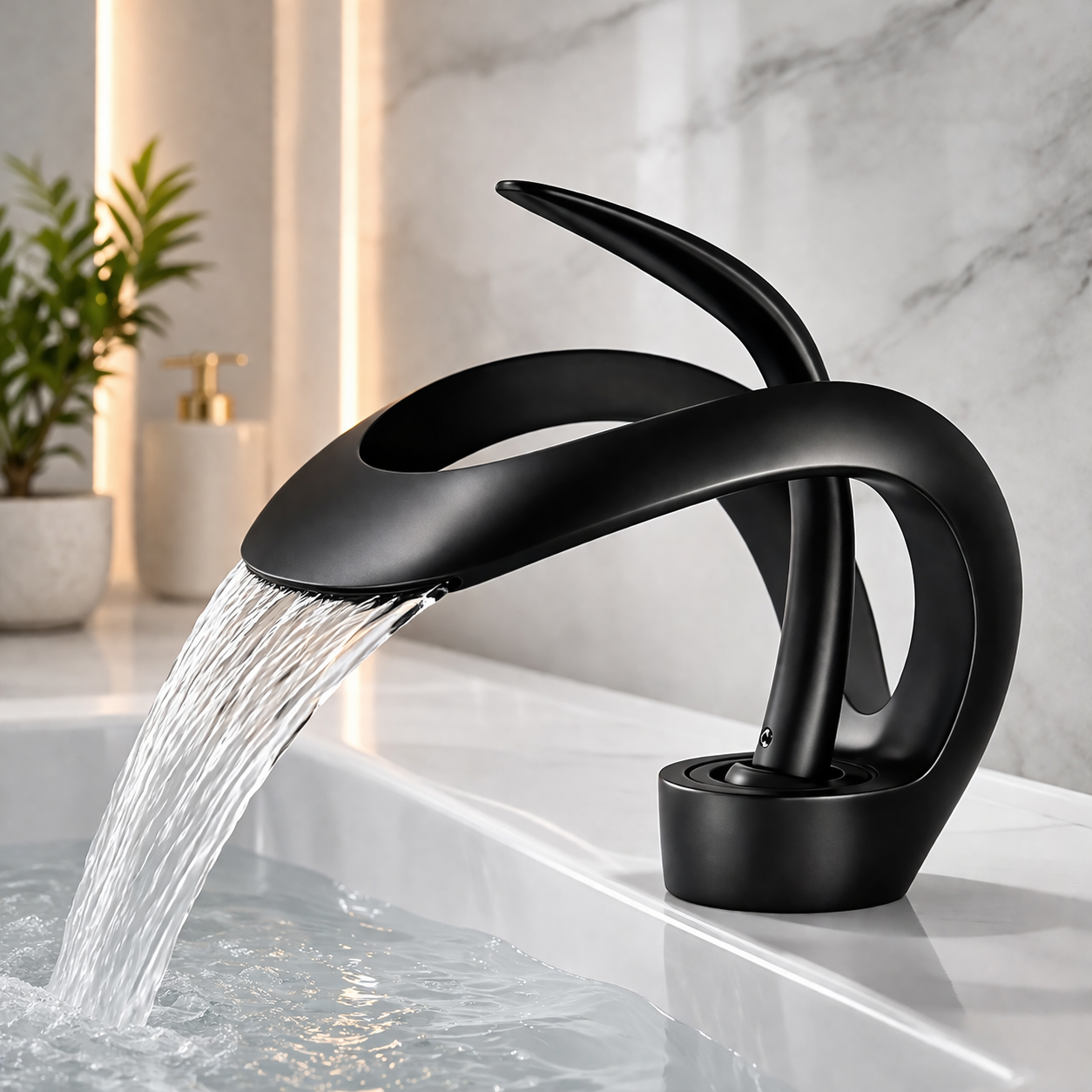 AquaGleam - Badezimmer-Waschbeckenarmatur Minimalistischer Stil - Schwarz - Wasserhahnarmatur